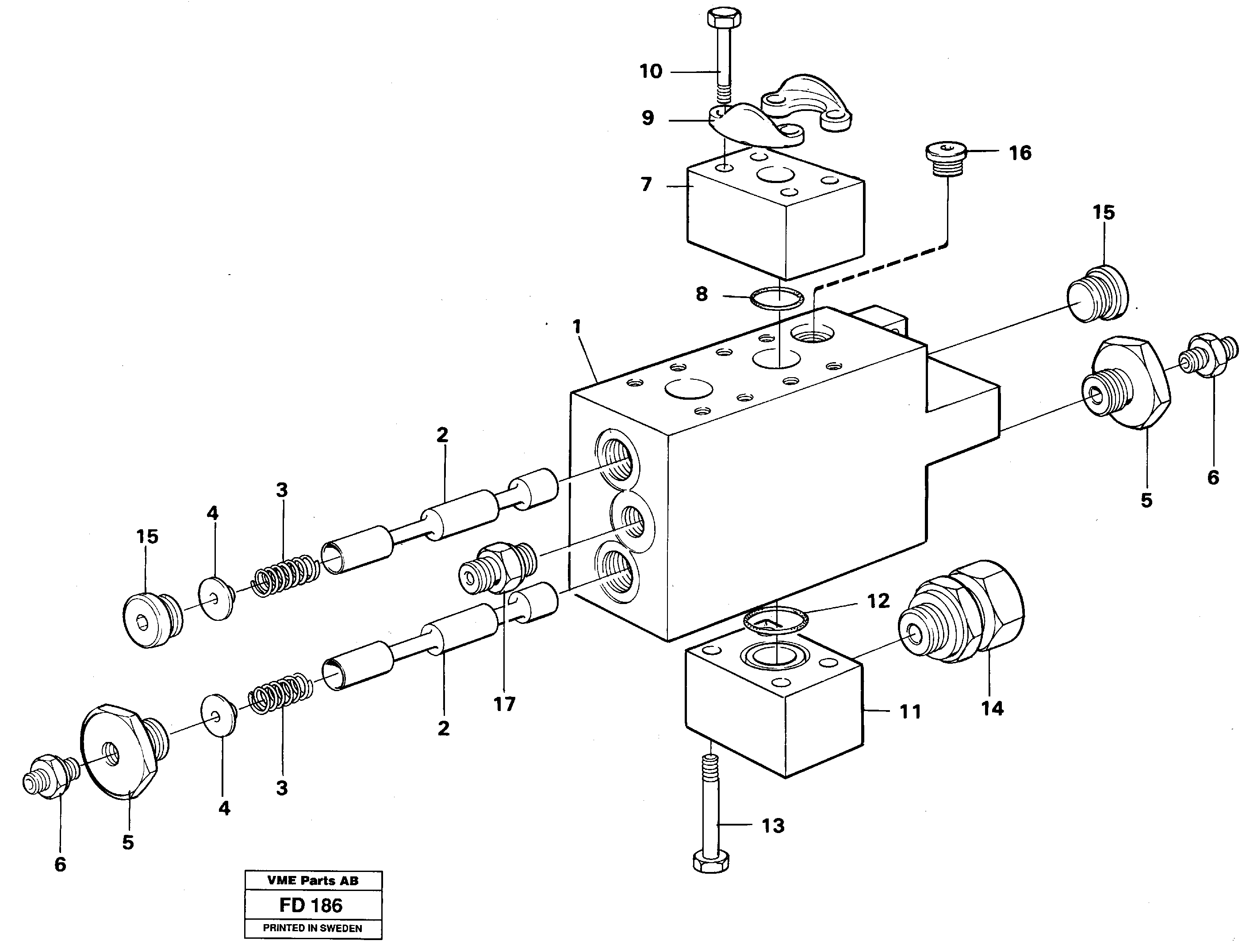 Operating valve, hammer/shears — volvo parts diagram