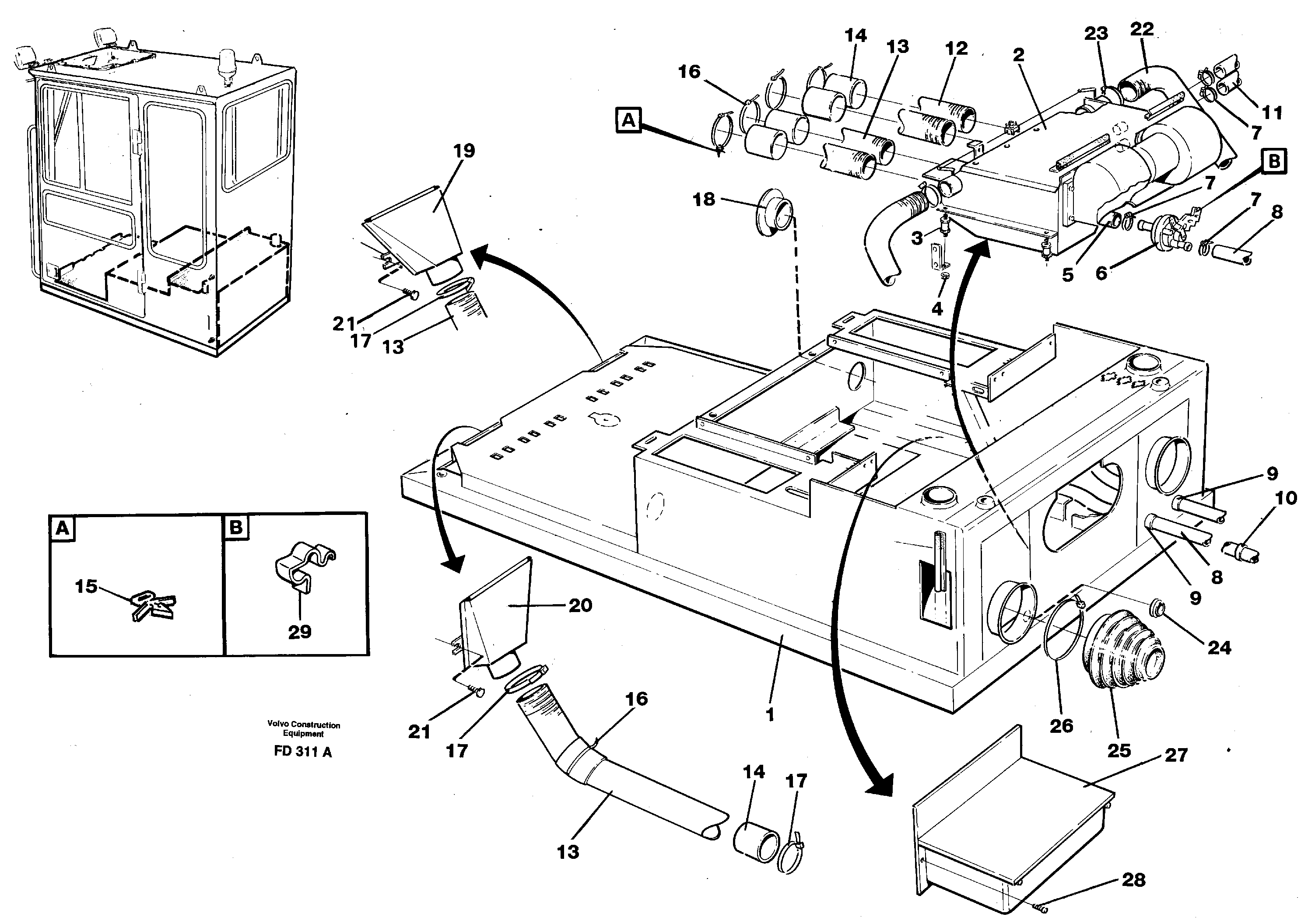 Radiator with fitting parts — volvo parts diagram