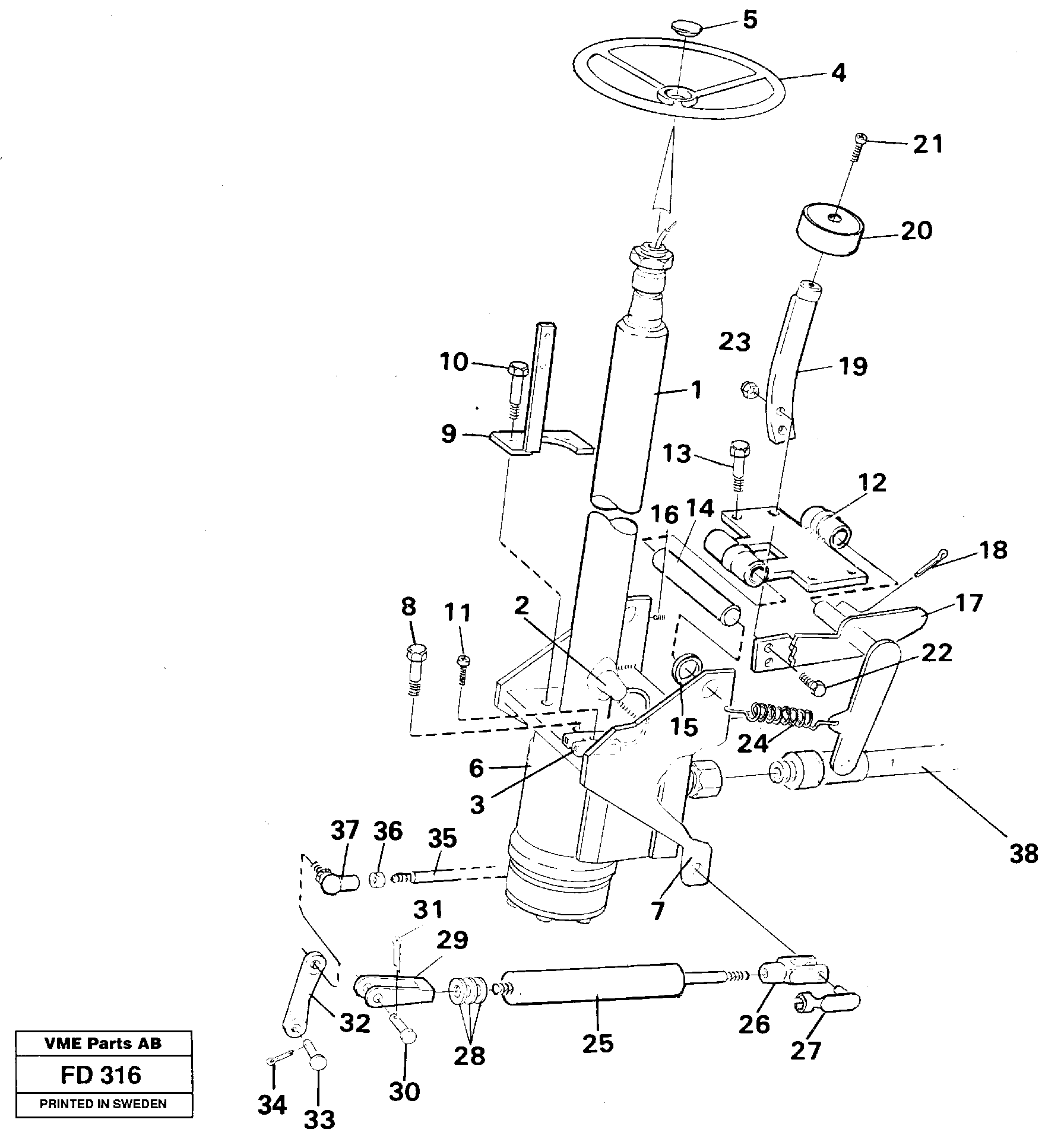 Adjustable steering column — volvo parts diagram