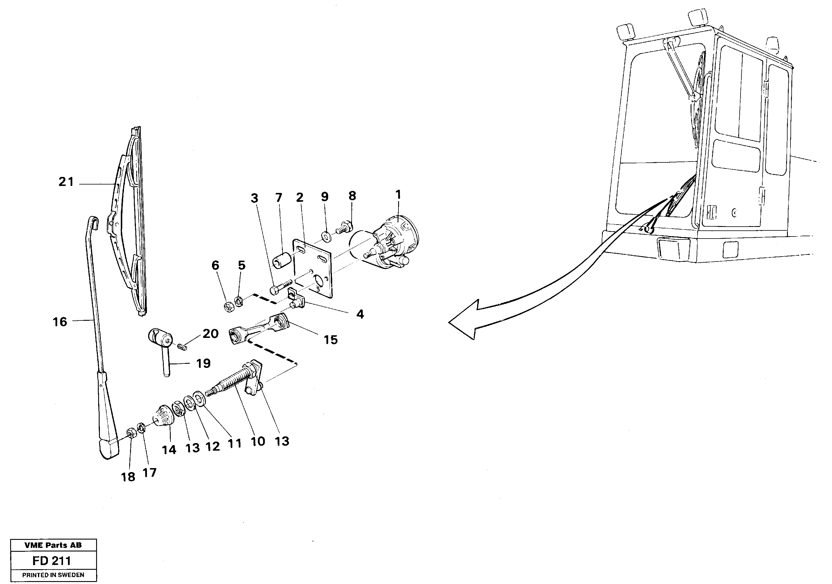 Windscreen wiper, lower — volvo parts diagram