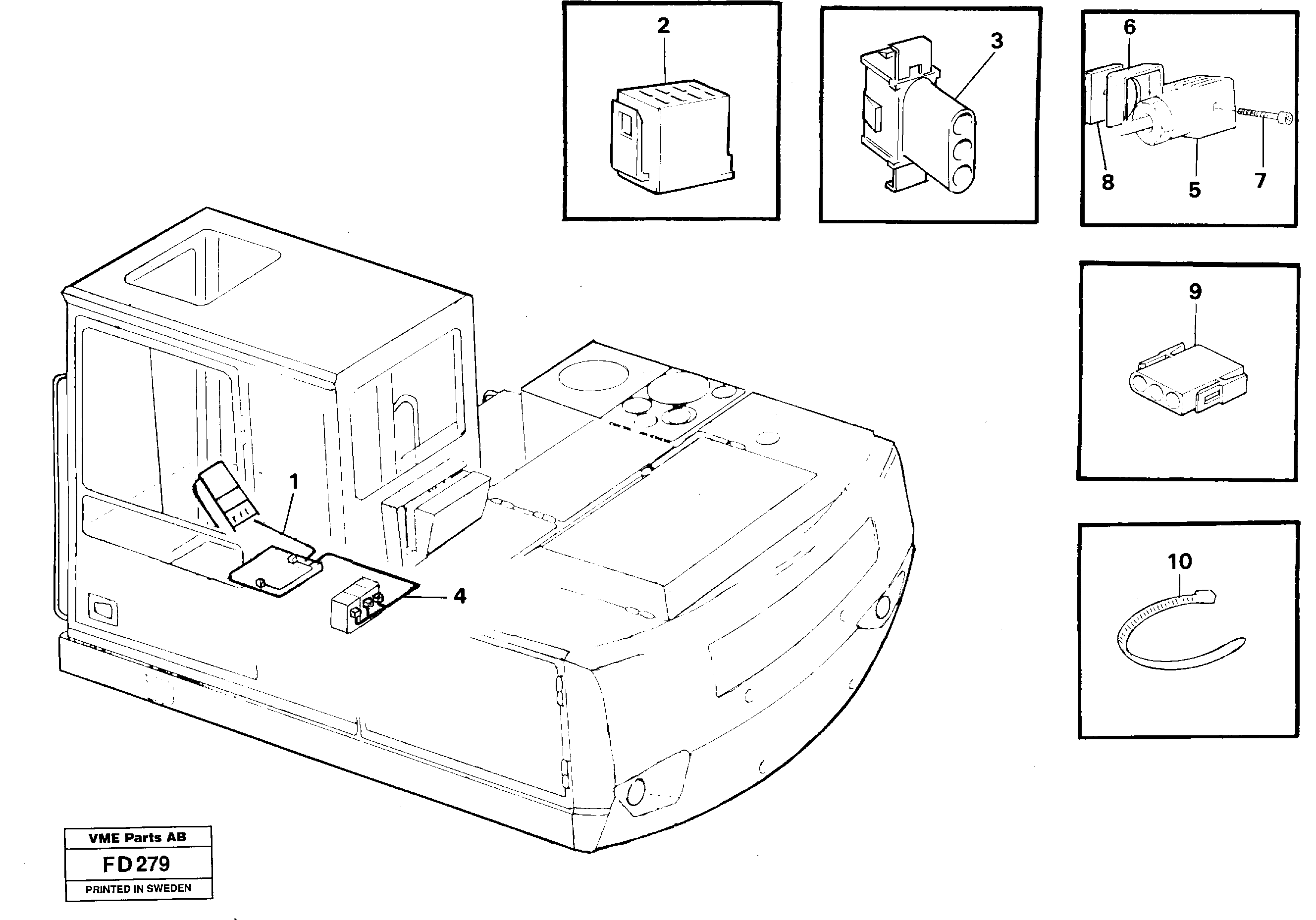 Electric installation for adjustable boom  14258386 — volvo parts diagram