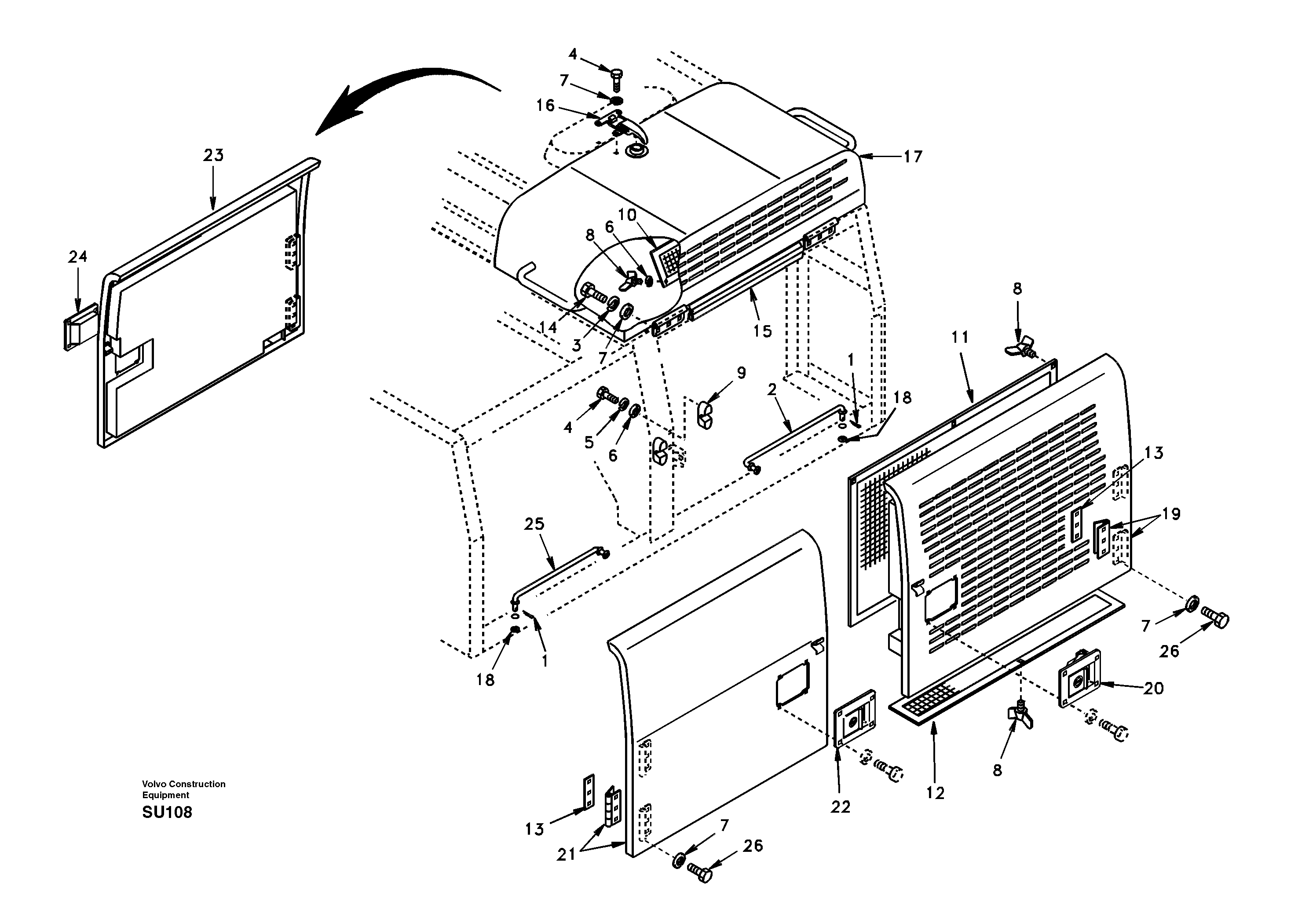 Auxiliary hood, side door. — volvo parts diagram