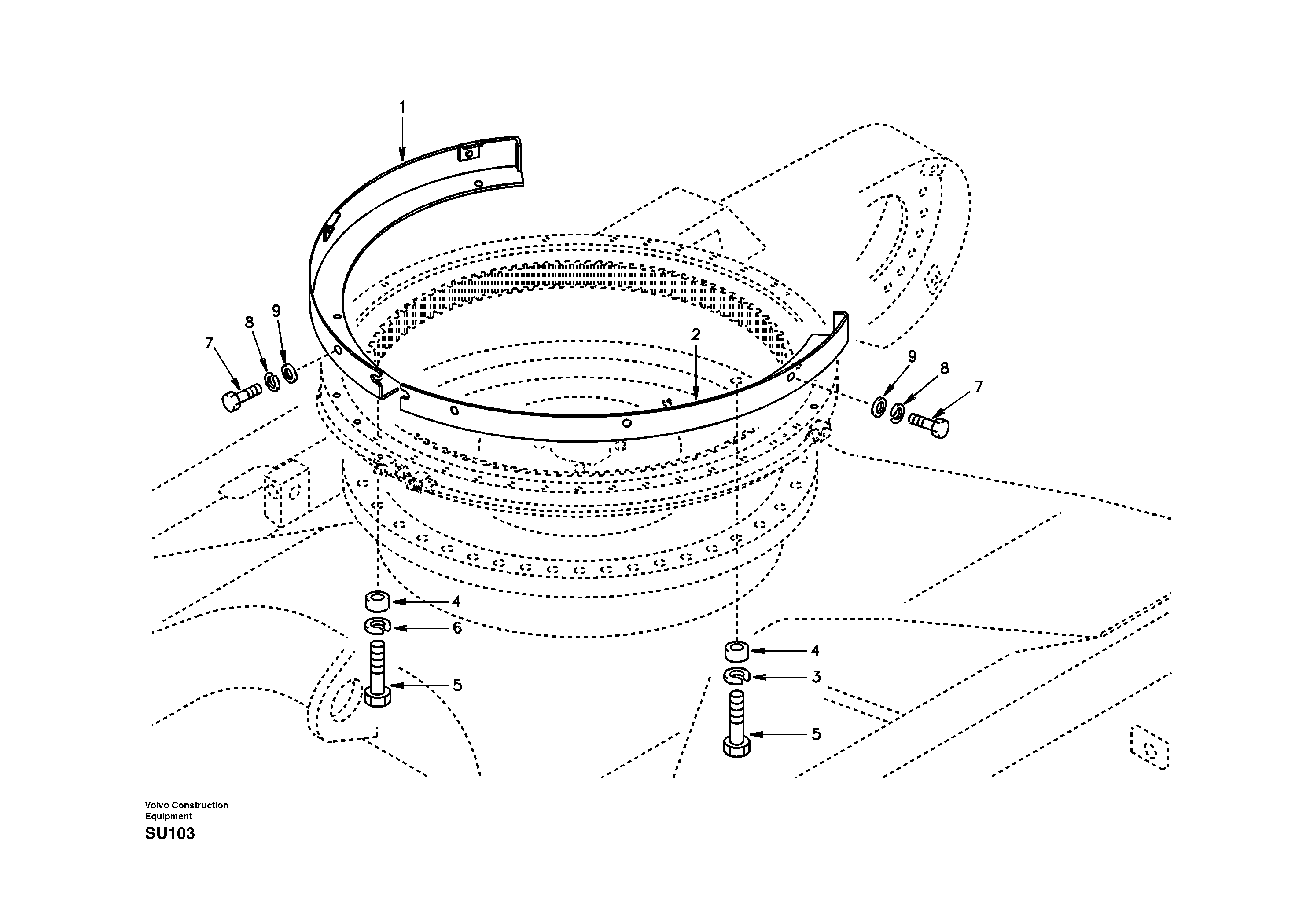 Cover, Swing gear — volvo parts diagram