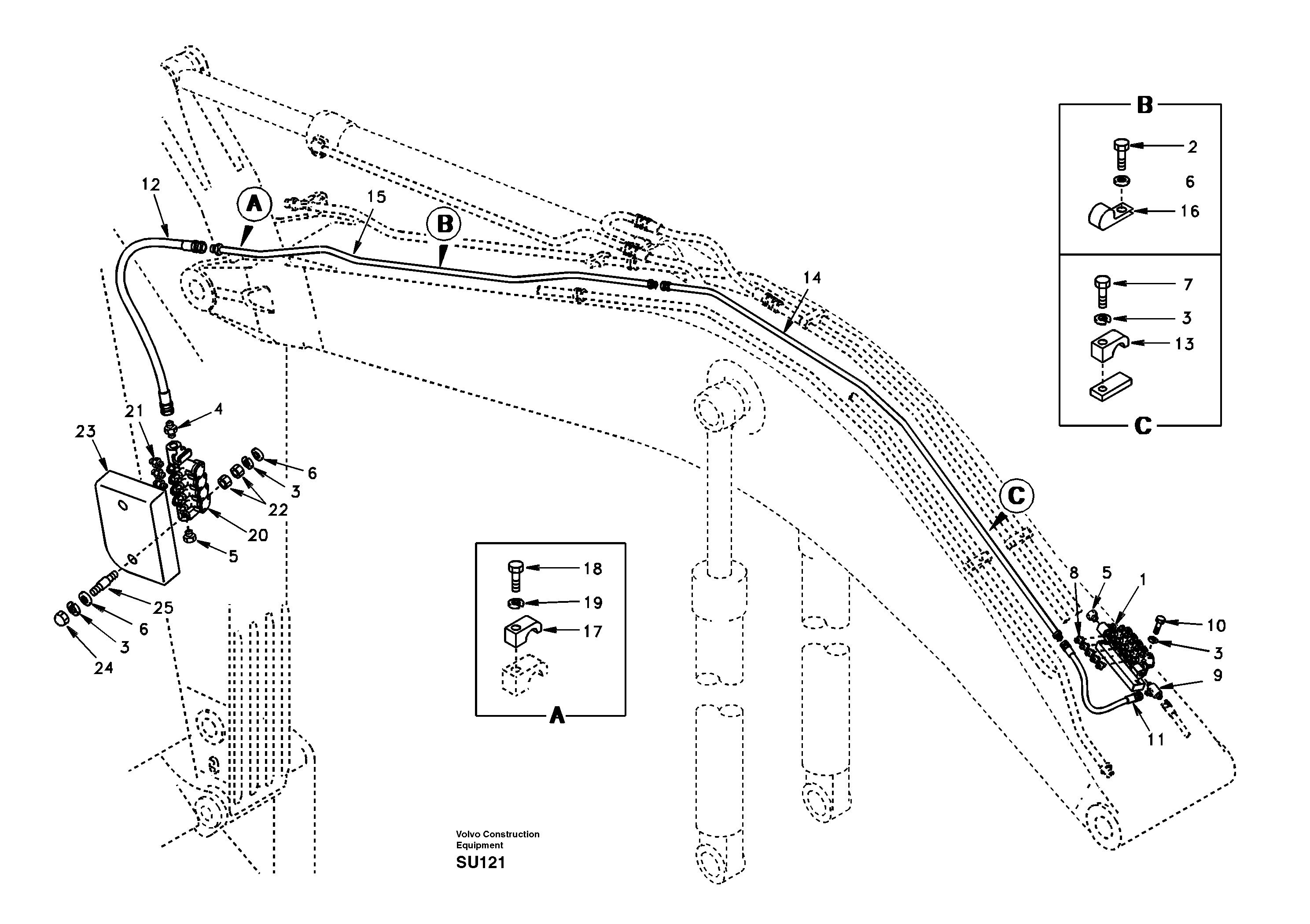 Automatic lubricating system, boom — volvo parts diagram