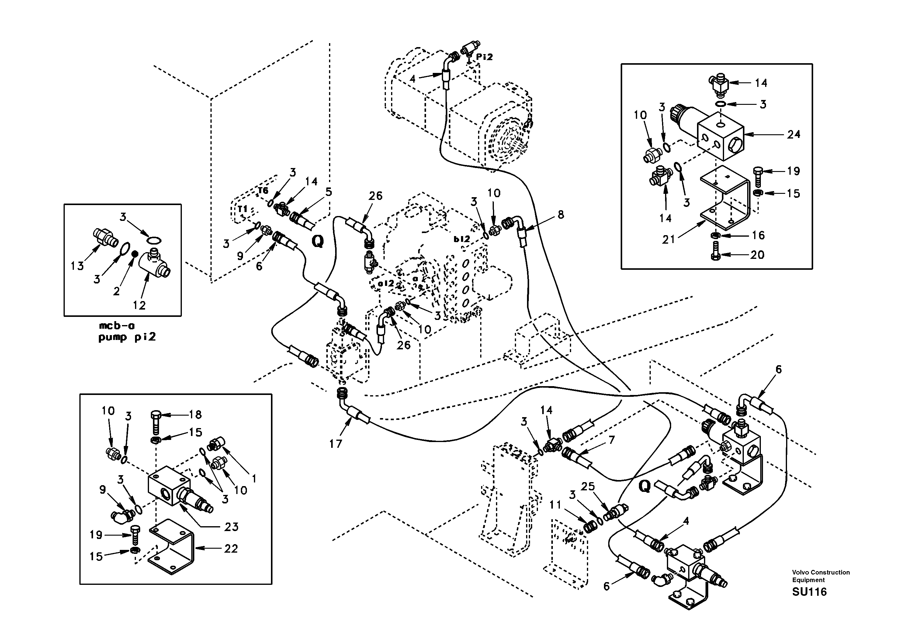 Servo system, control valve to remote control valve — volvo parts diagram