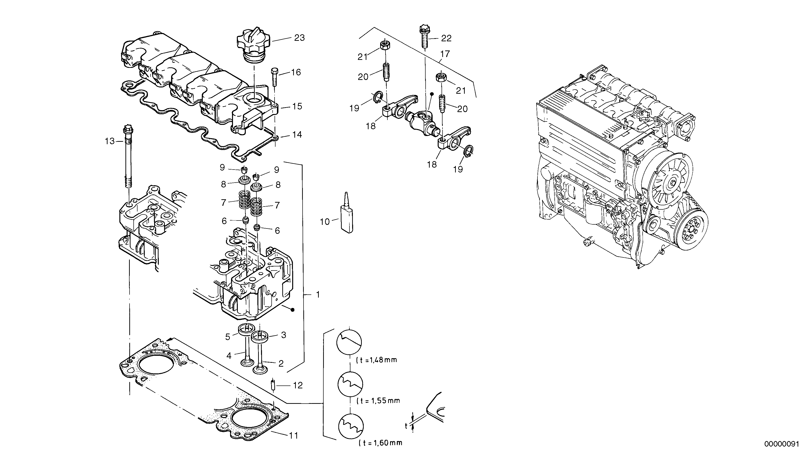 Cylinder head, timing gears — volvo parts diagram