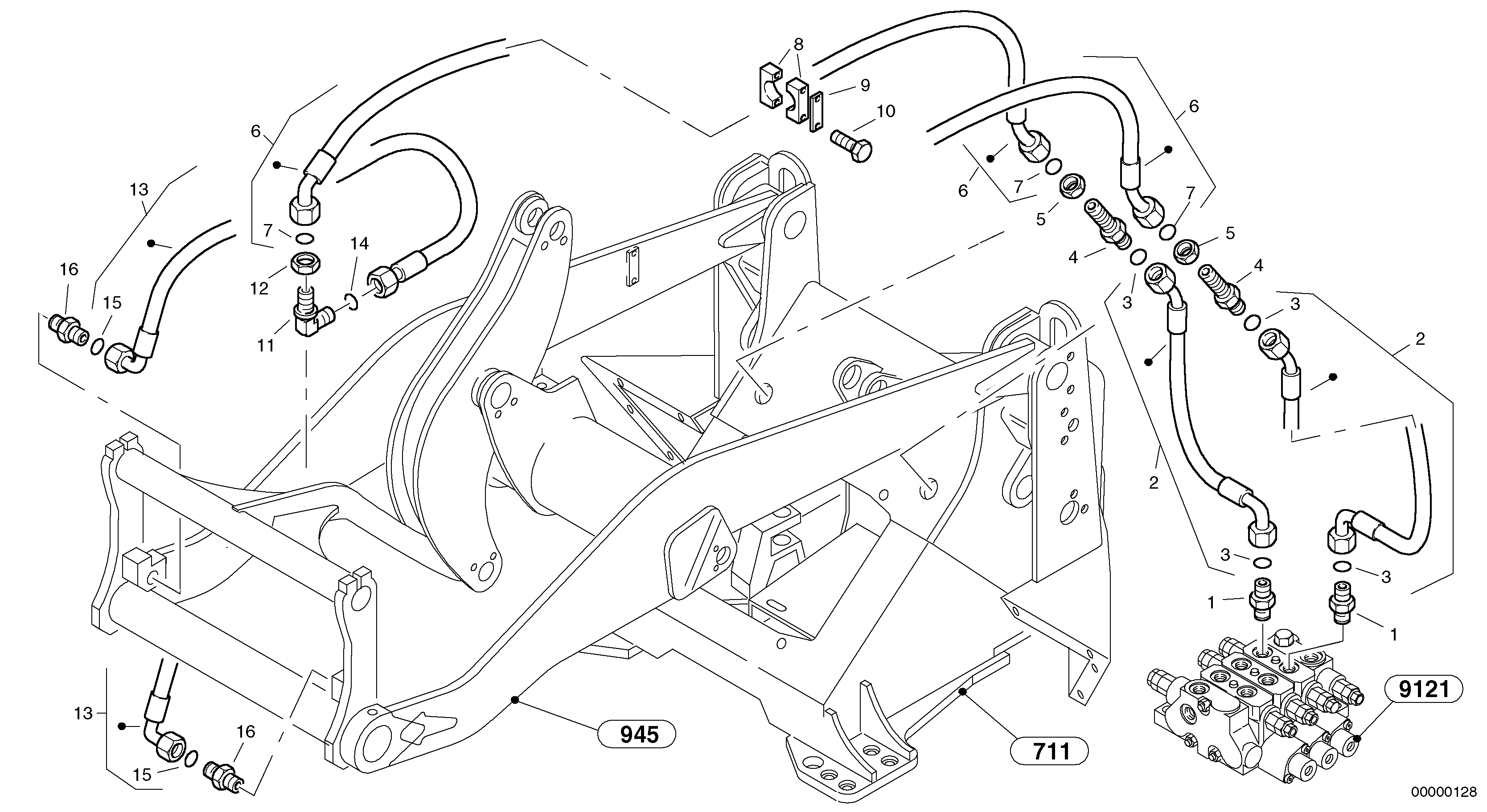 Lines to attachment mounting plate — volvo parts diagram