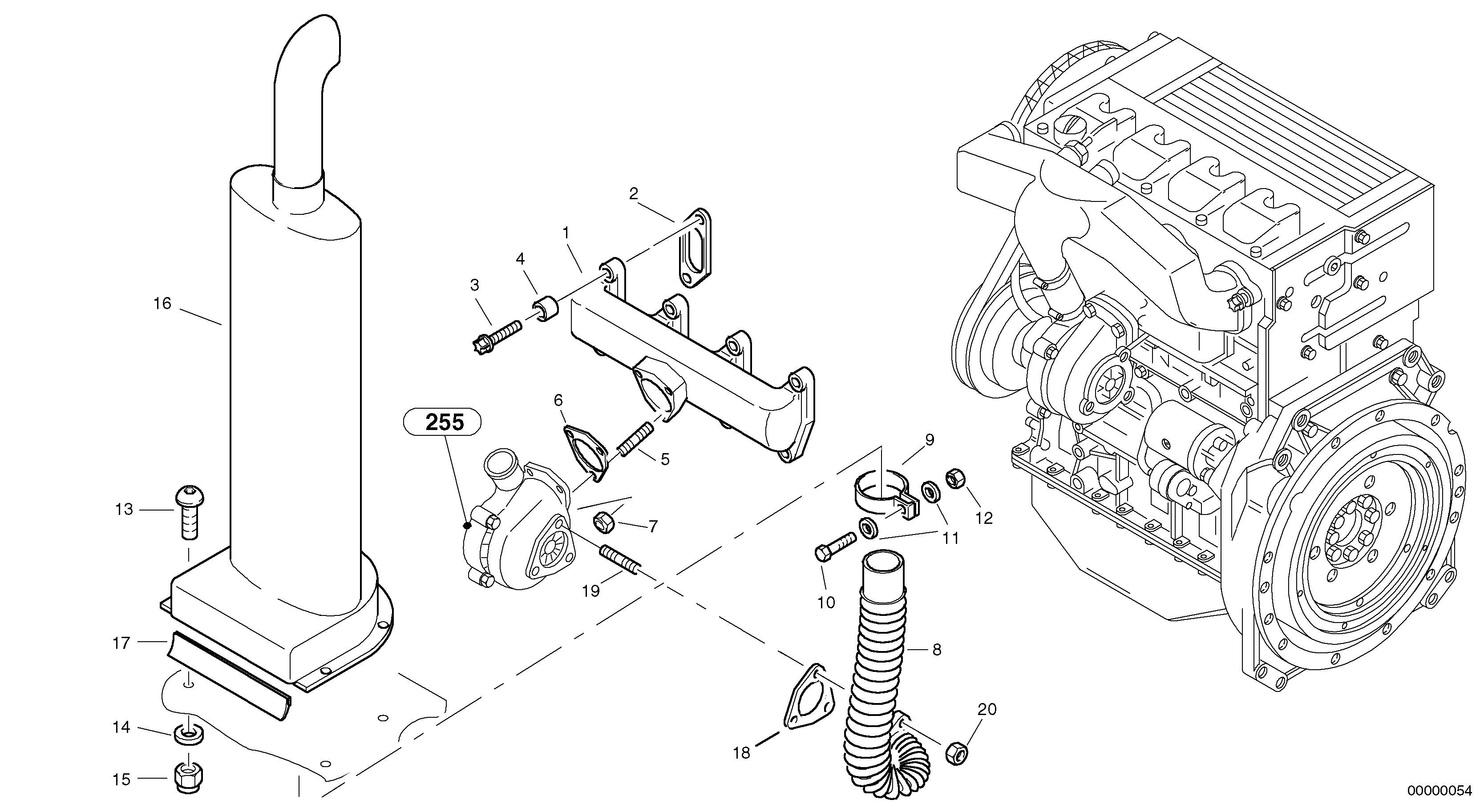 Exhaust system — volvo parts diagram