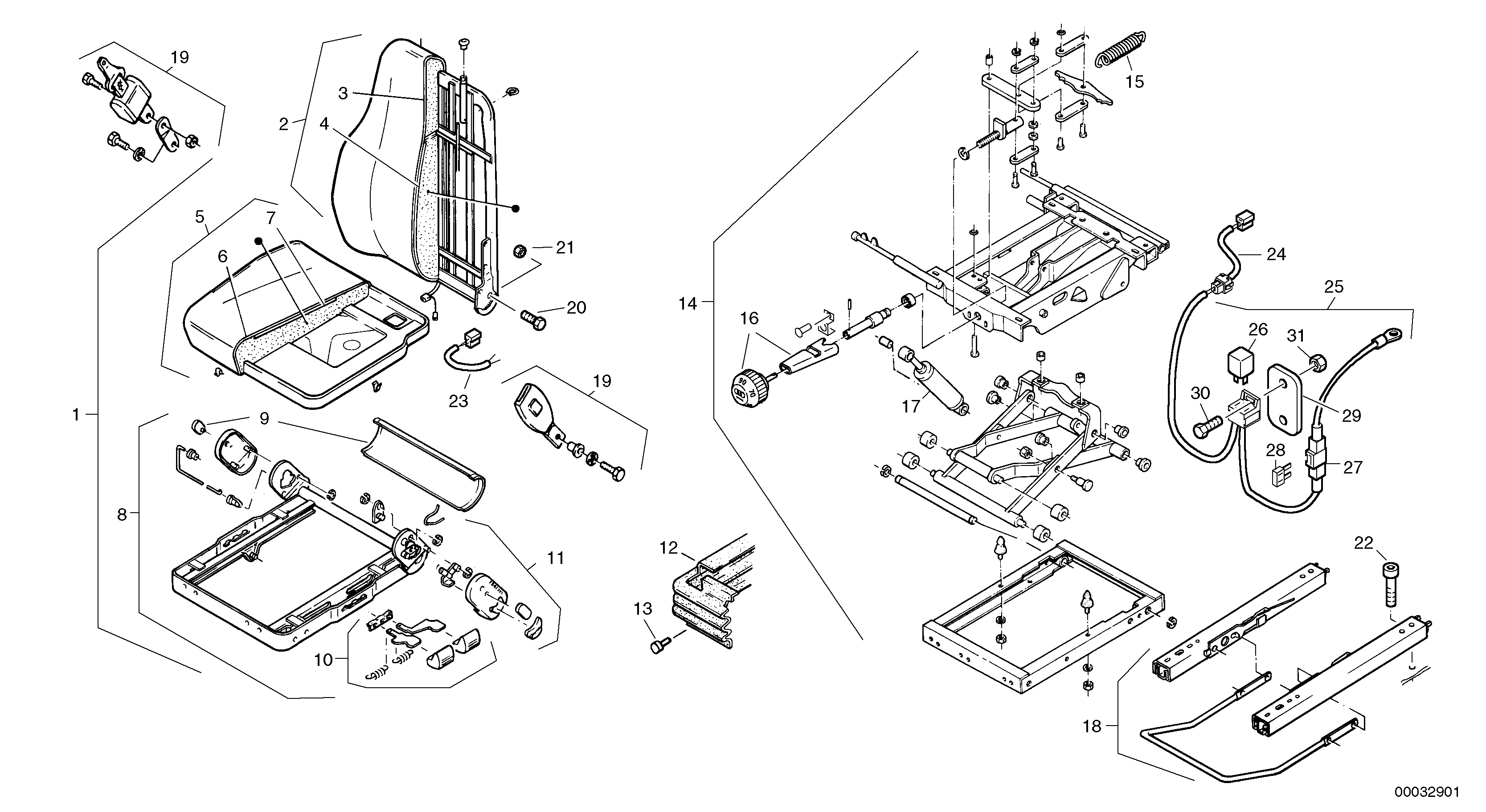 Driver's seat, to be heated — volvo parts diagram