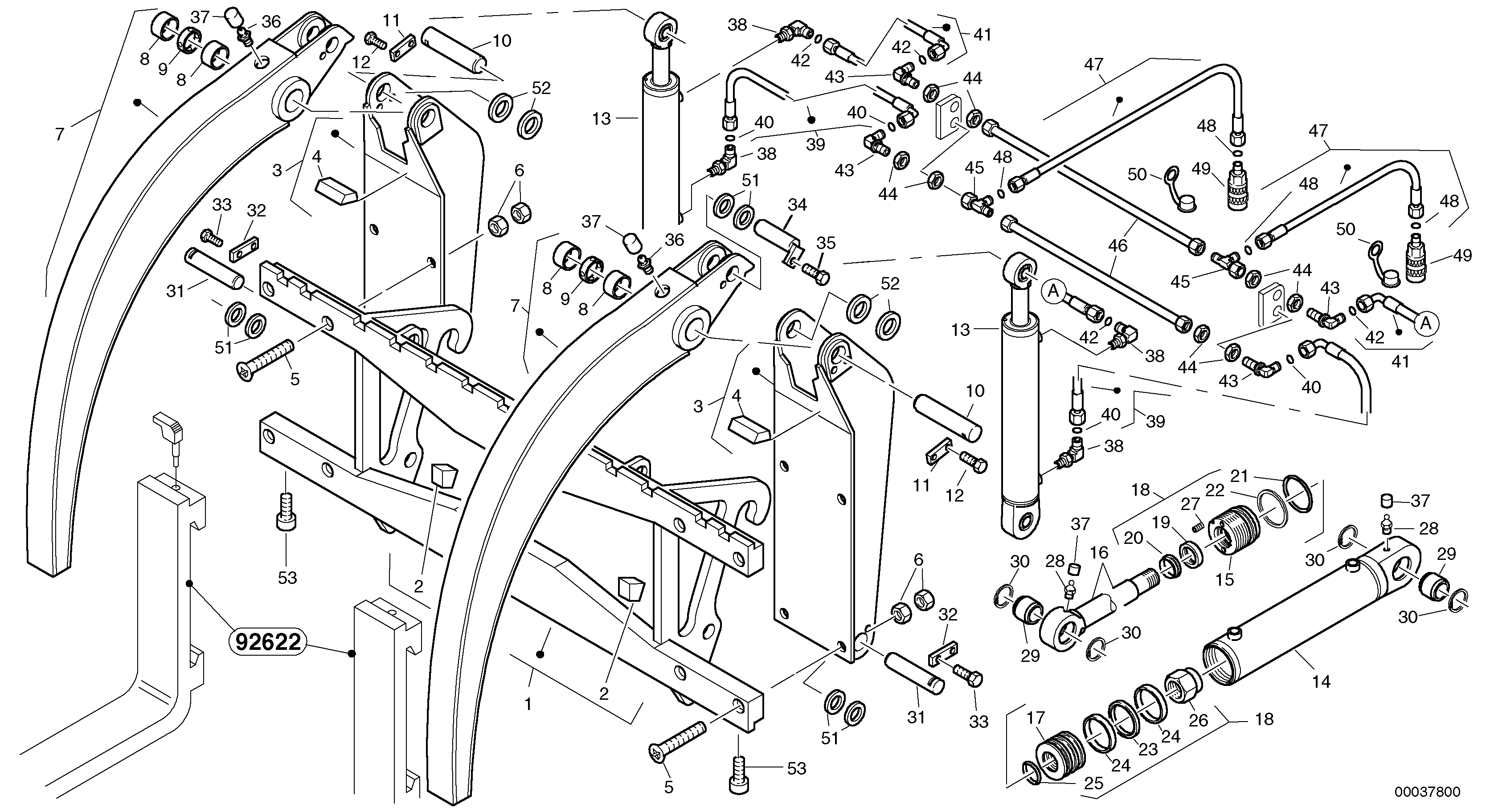 Fork lift attachment support with grab — volvo parts diagram