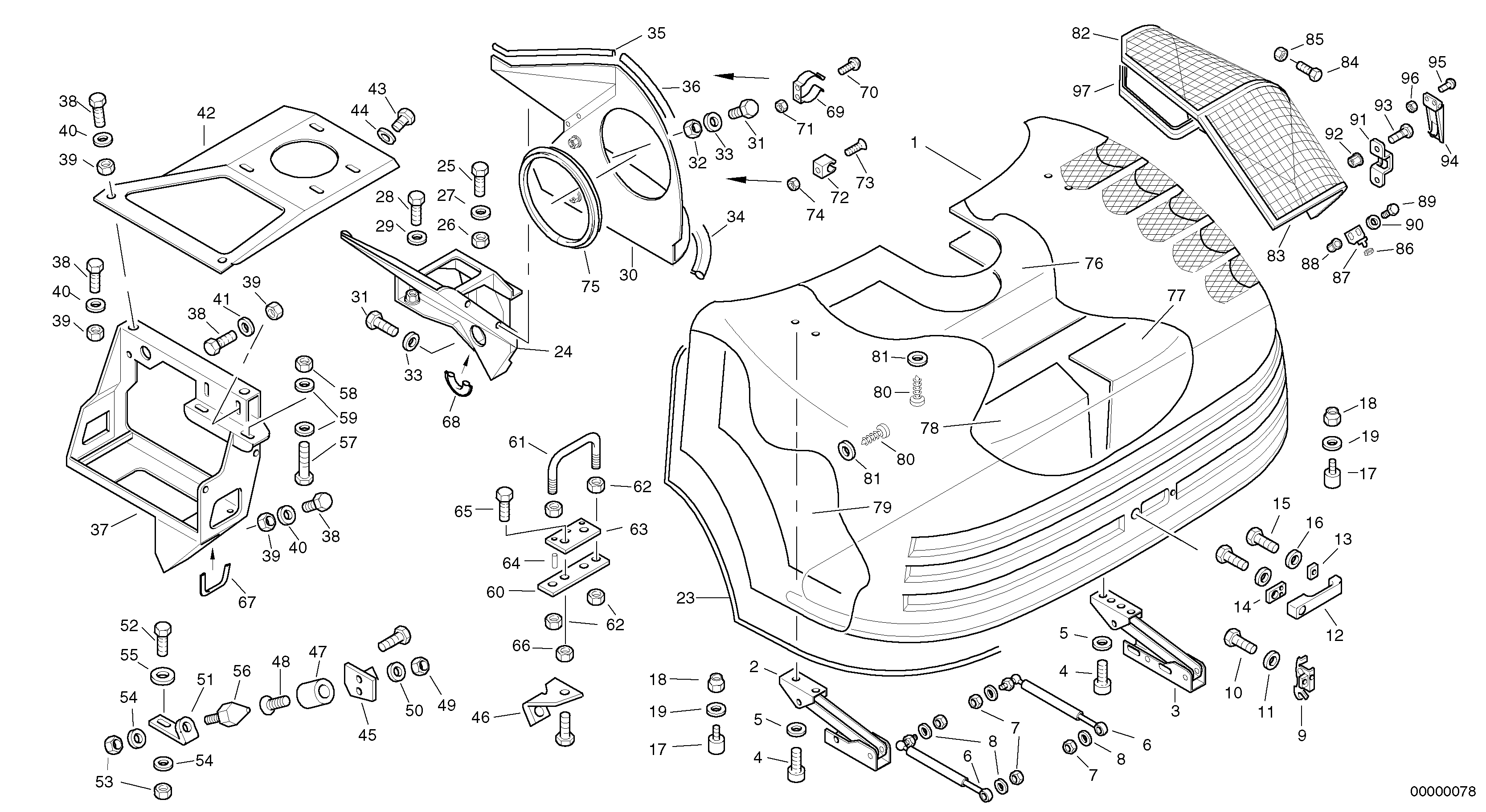 Engine hood — volvo parts diagram