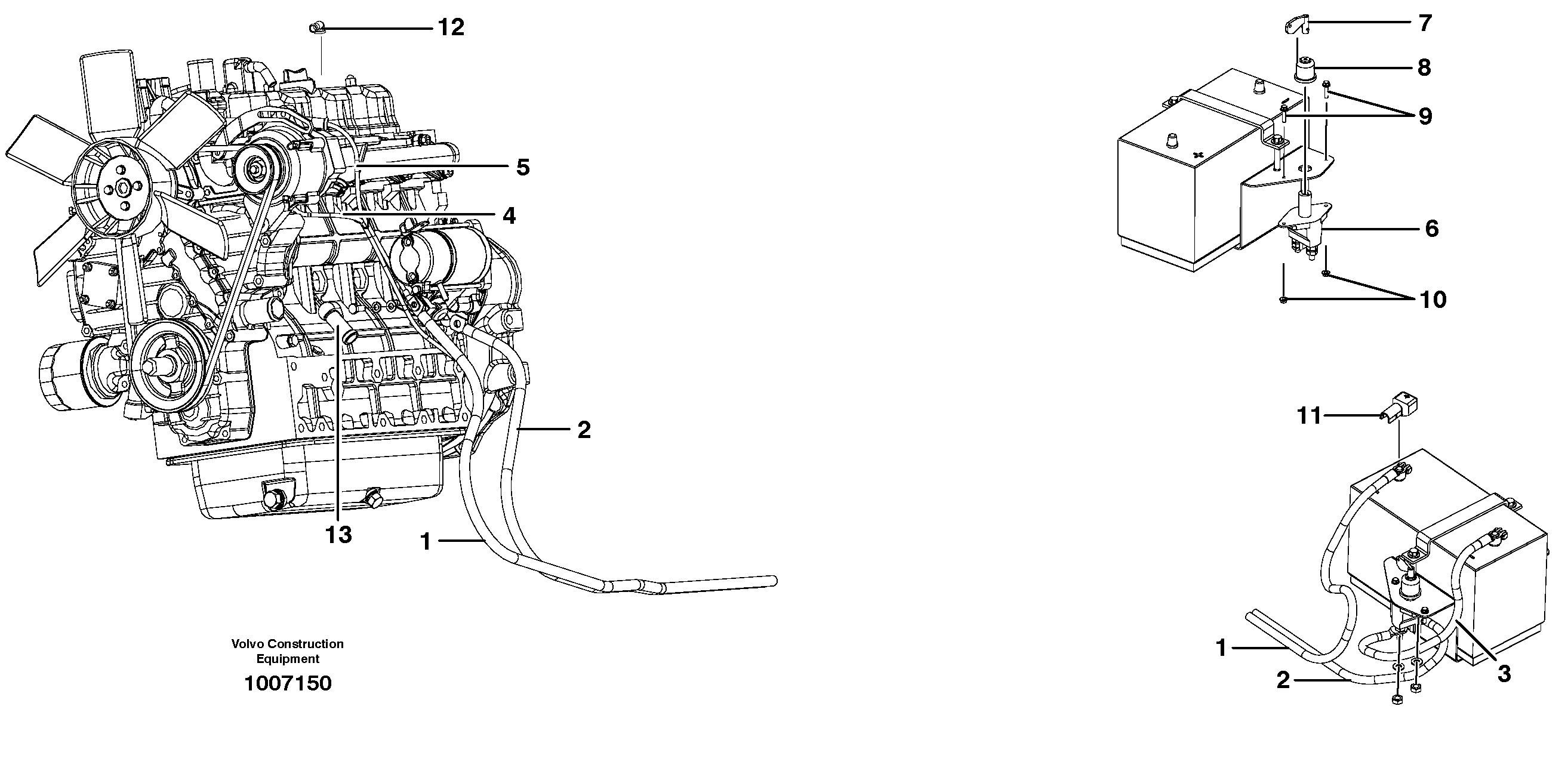 Battery cable and main switch — volvo parts diagram