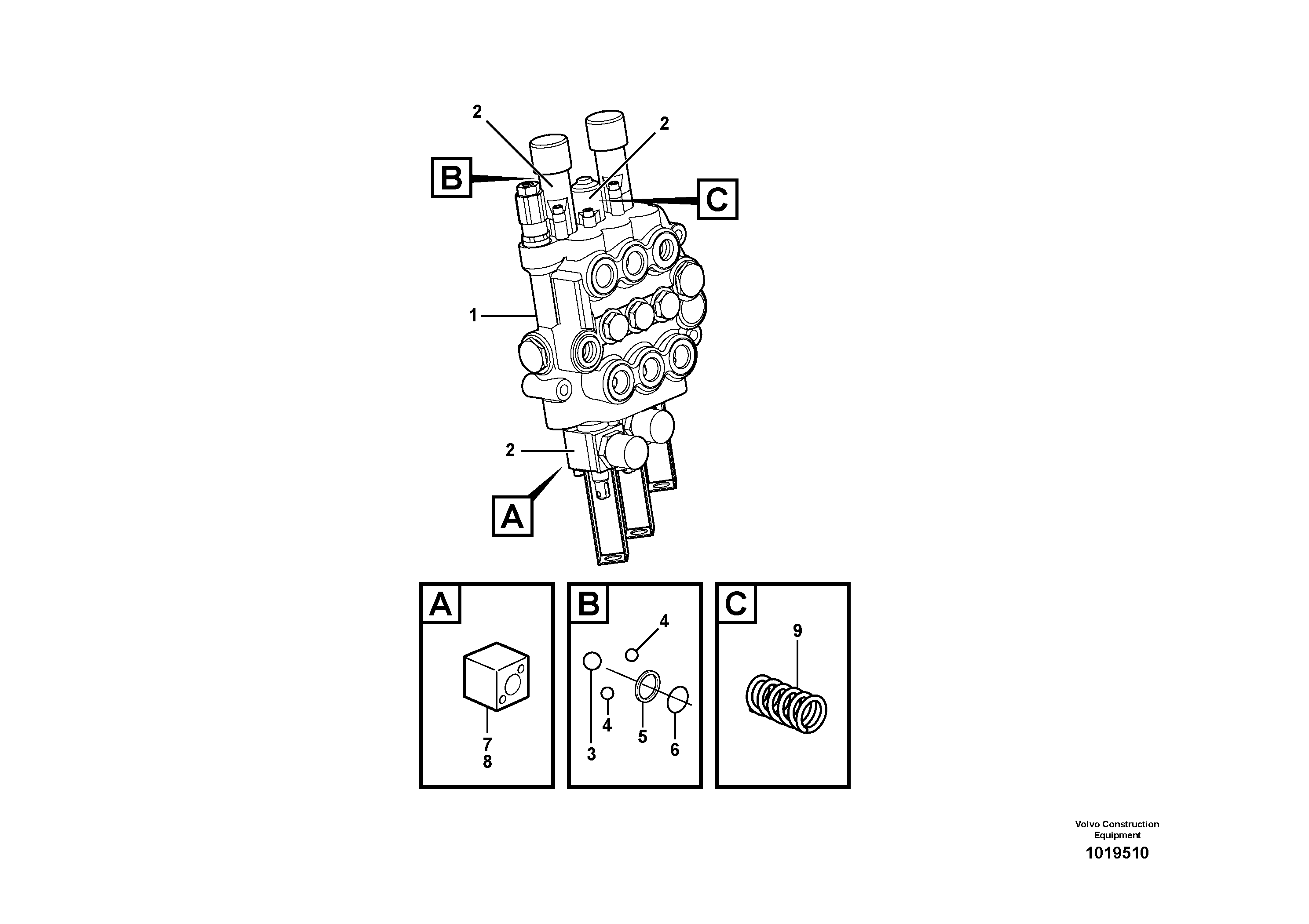 High flow valve  11840184,11840185,11840186,11840187 — volvo parts diagram