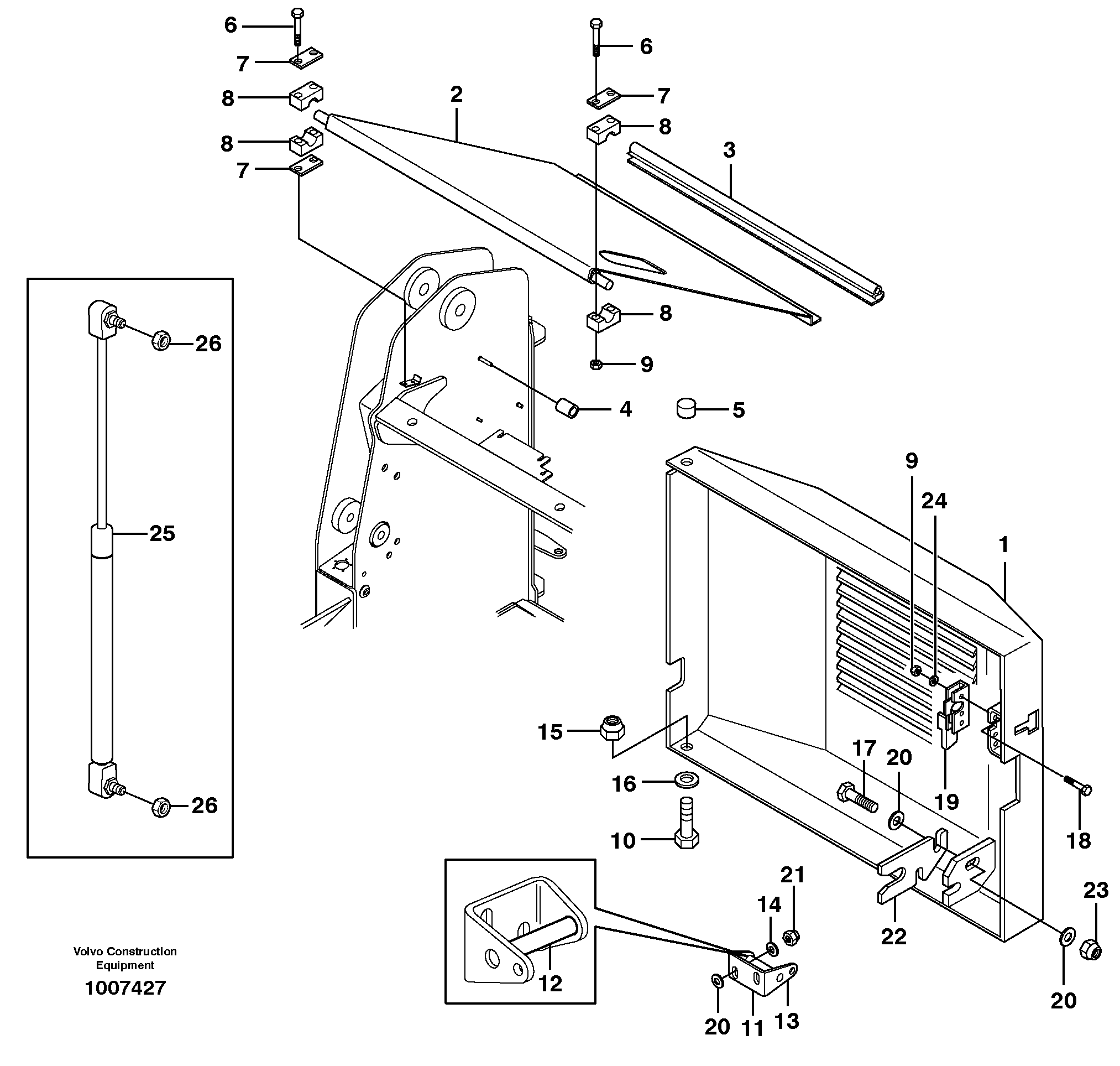Rear door and engine cover — volvo parts diagram