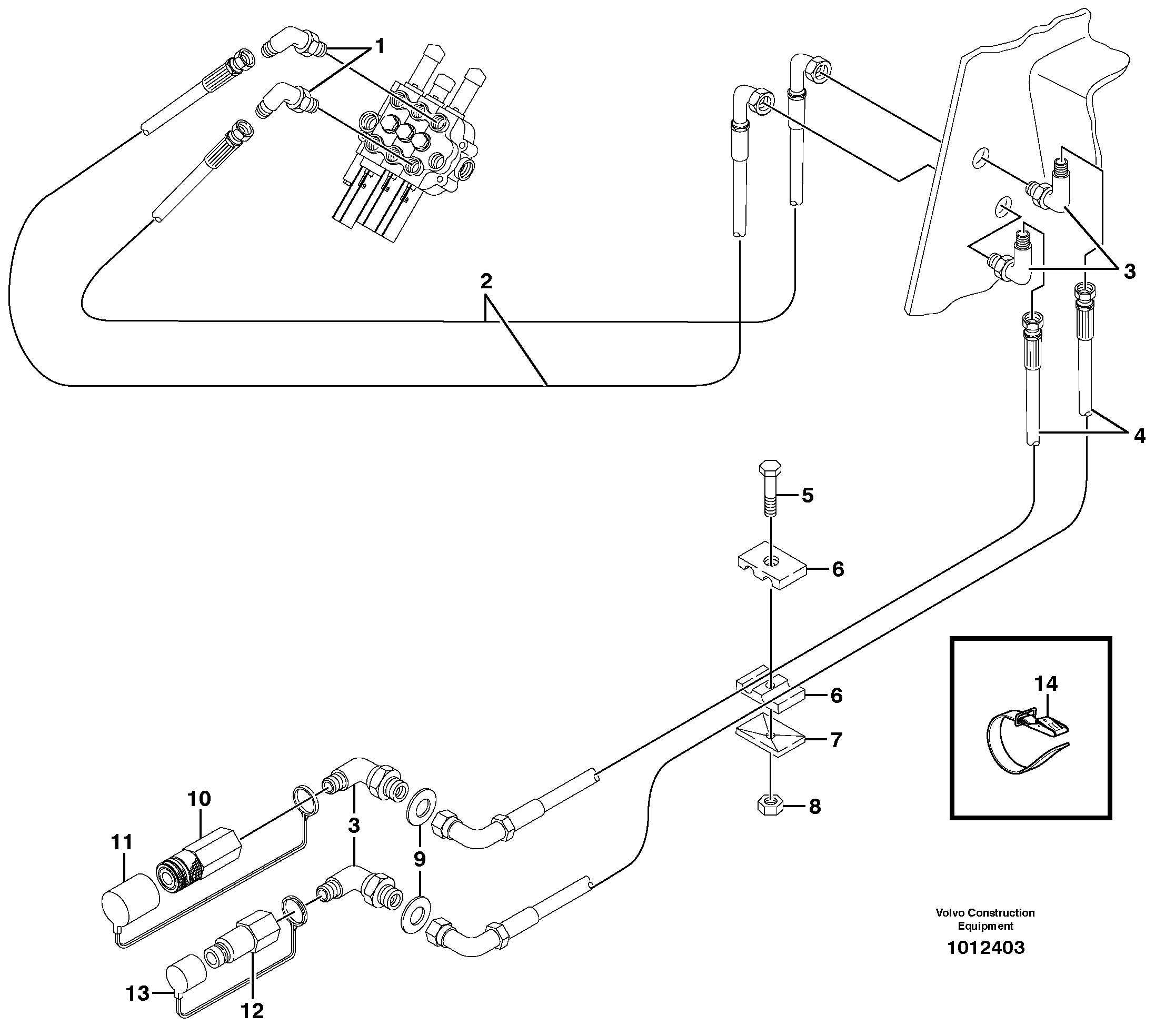 Auxiliary hydraulic circuit — volvo parts diagram