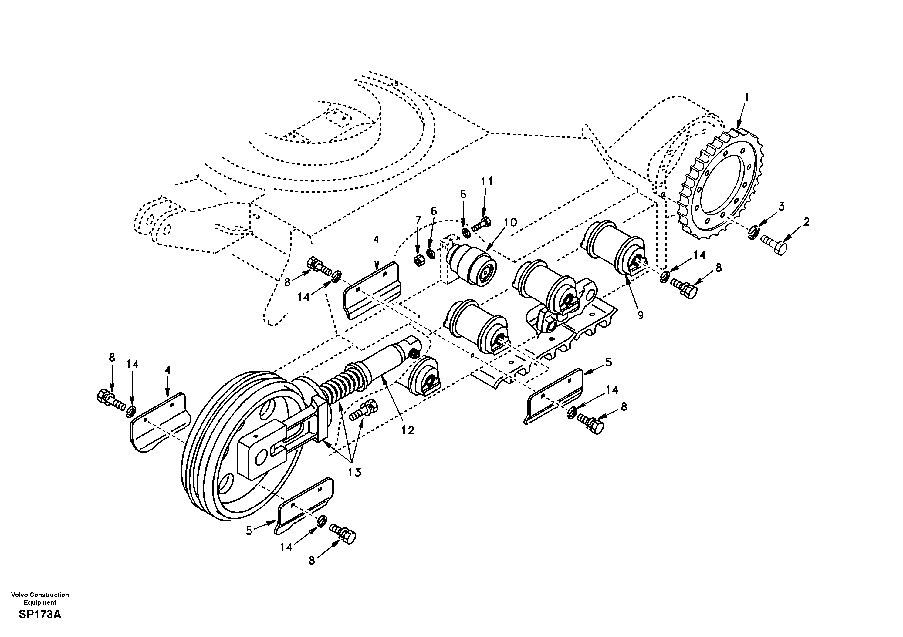 Undercarriage, components and track guards — volvo parts diagram