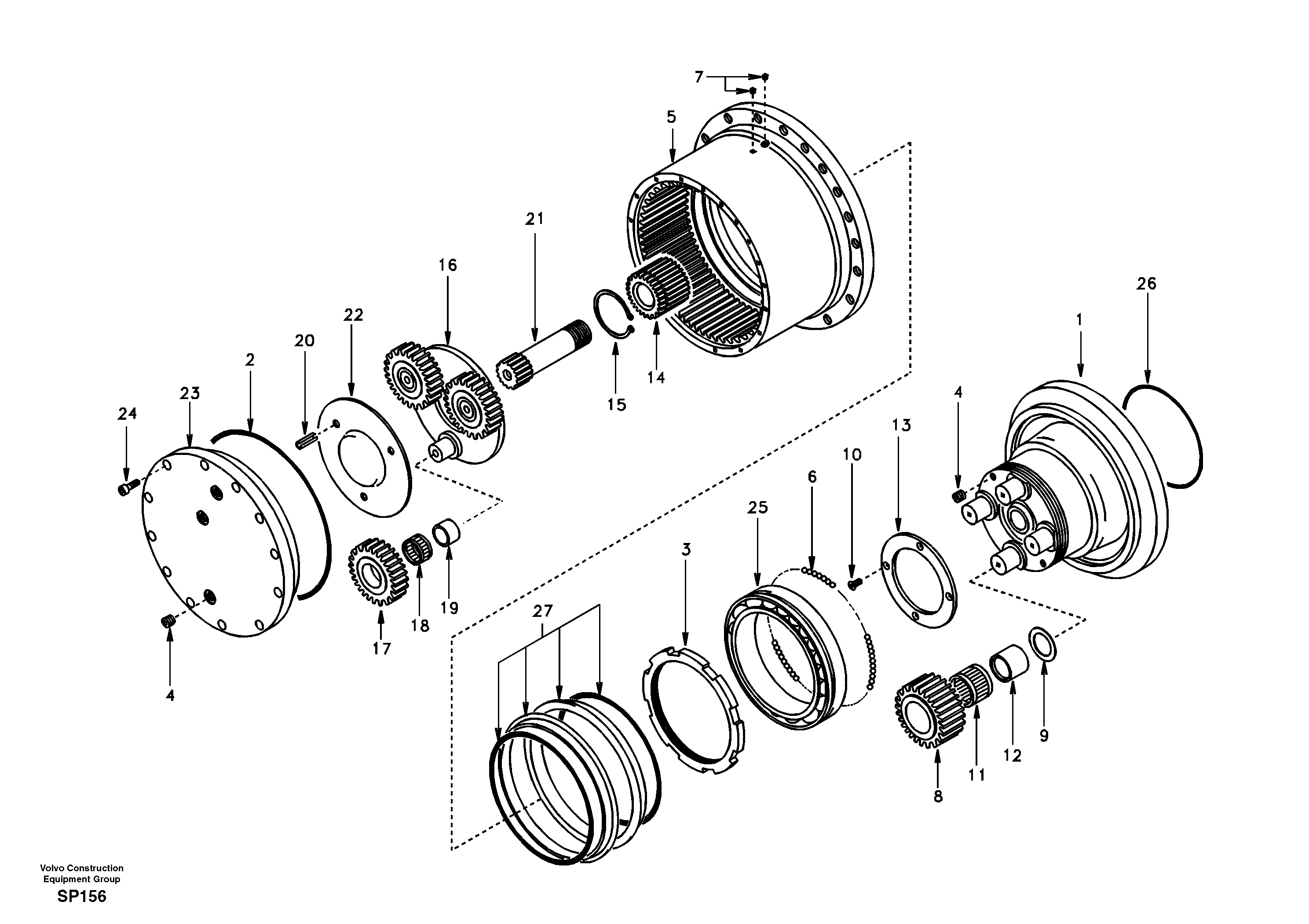 Travel gearbox — volvo parts diagram