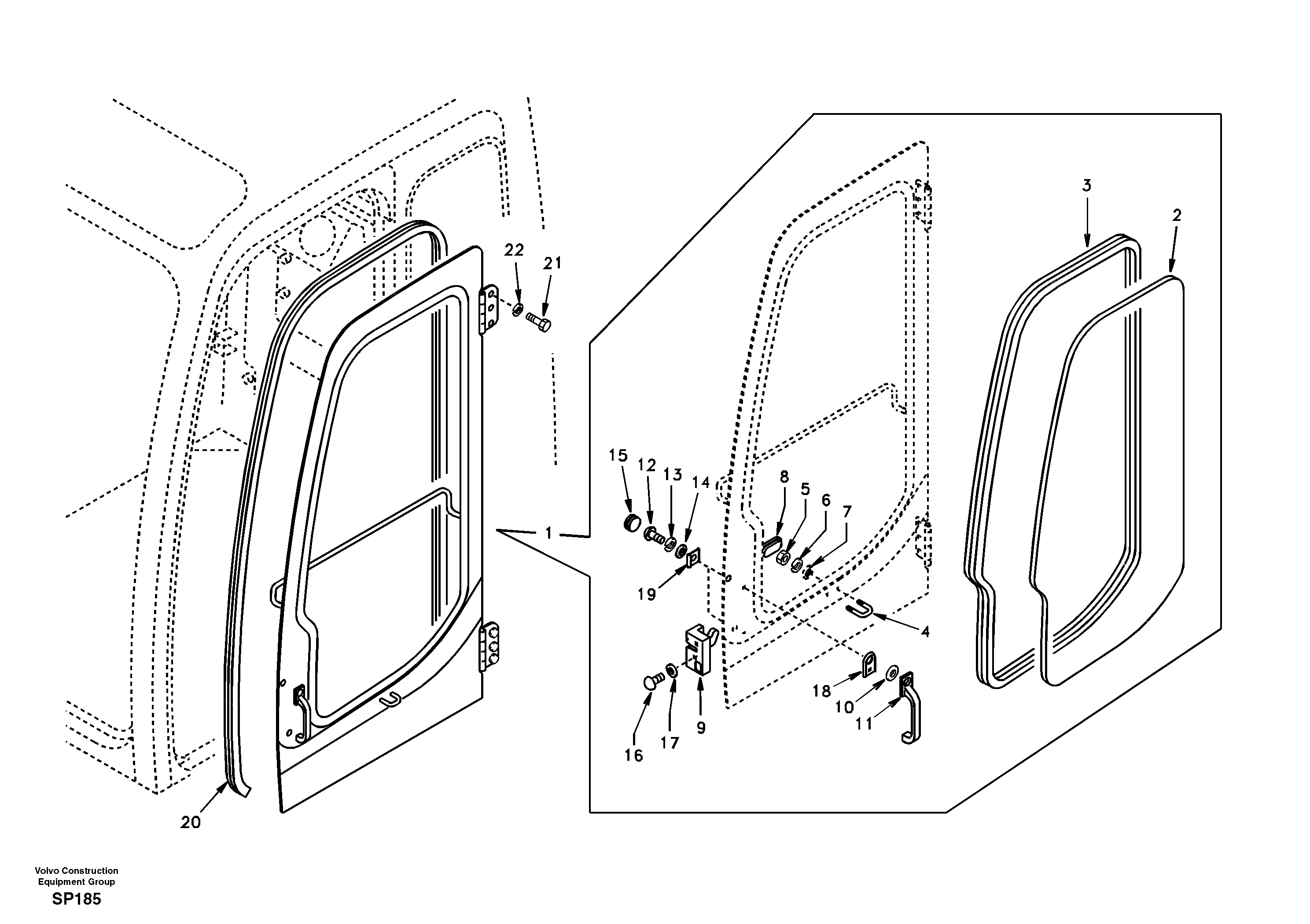 Door, operator's cab — volvo parts diagram