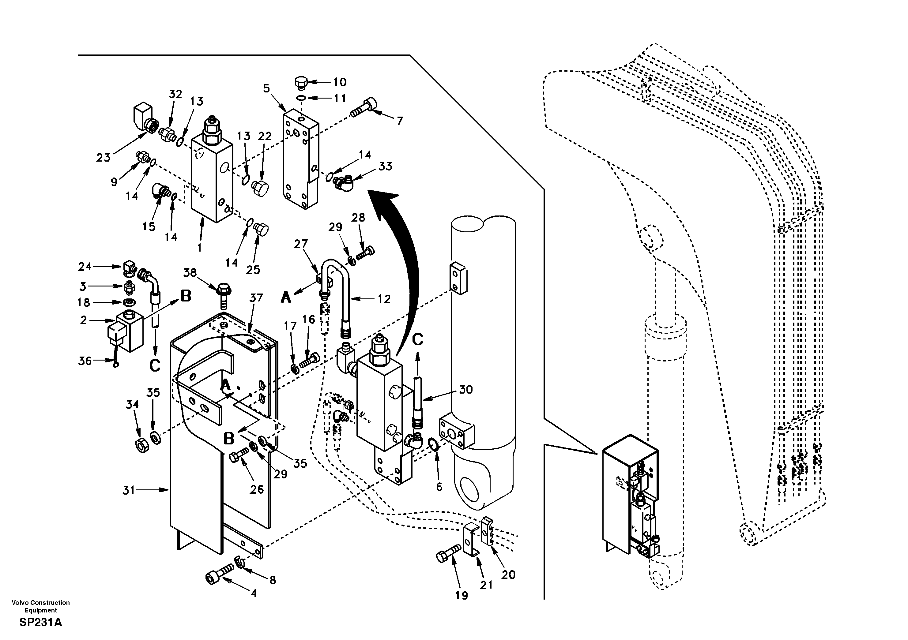 Working hydraulic, boom rupture — volvo parts diagram