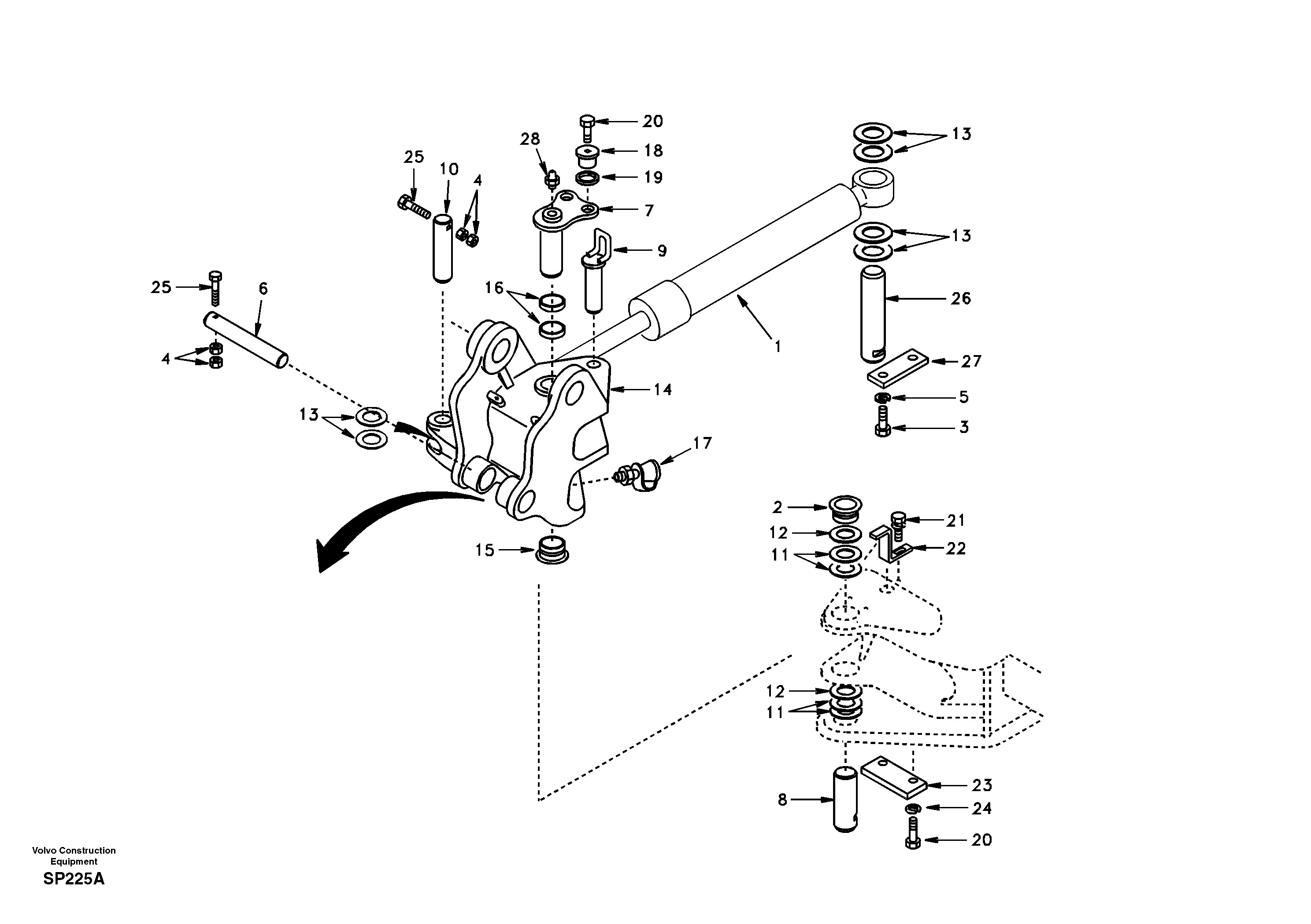 Links to boom and boom cylinder mounting — volvo parts diagram