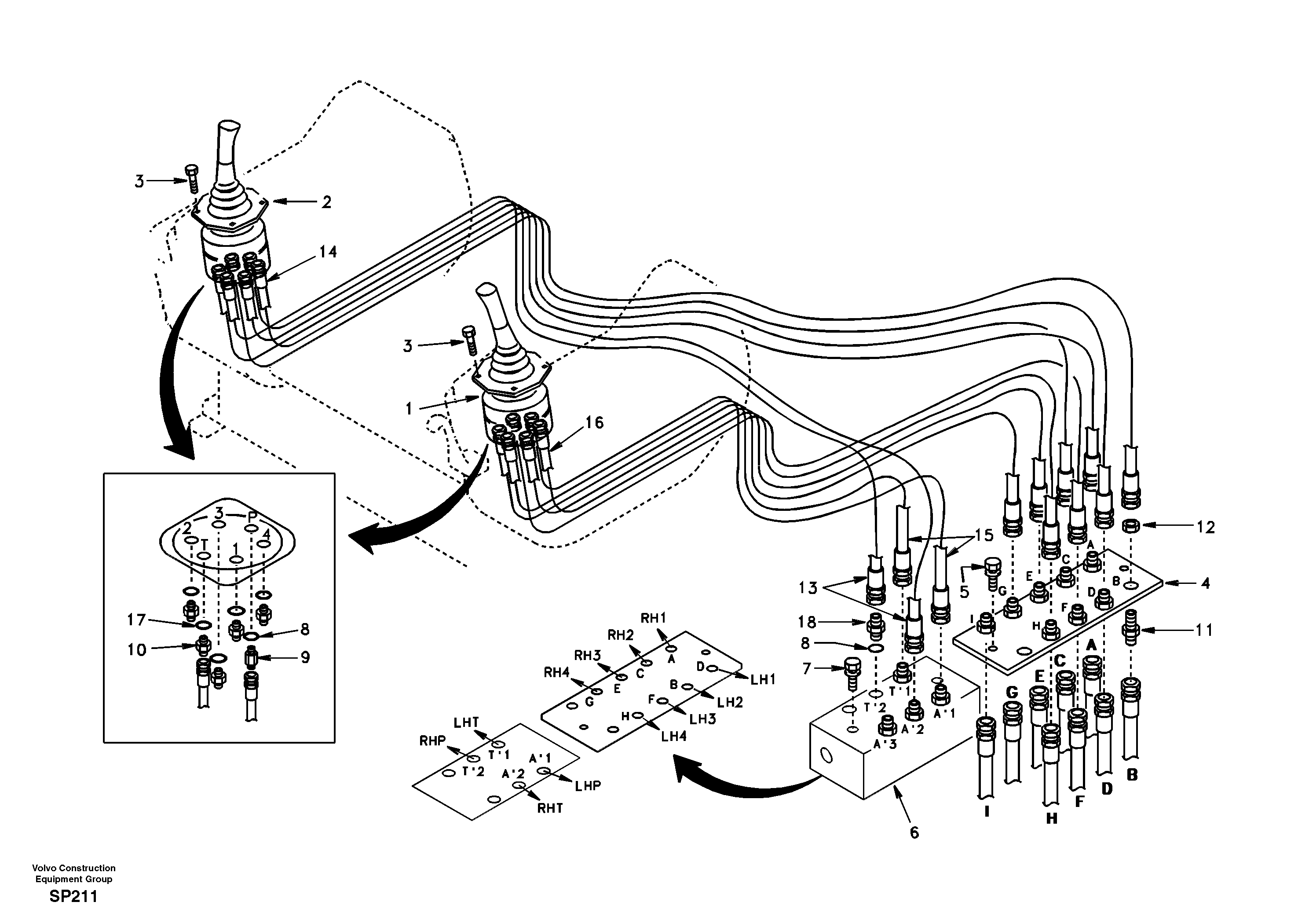 Servo system, control valve to remote control valve — volvo parts diagram