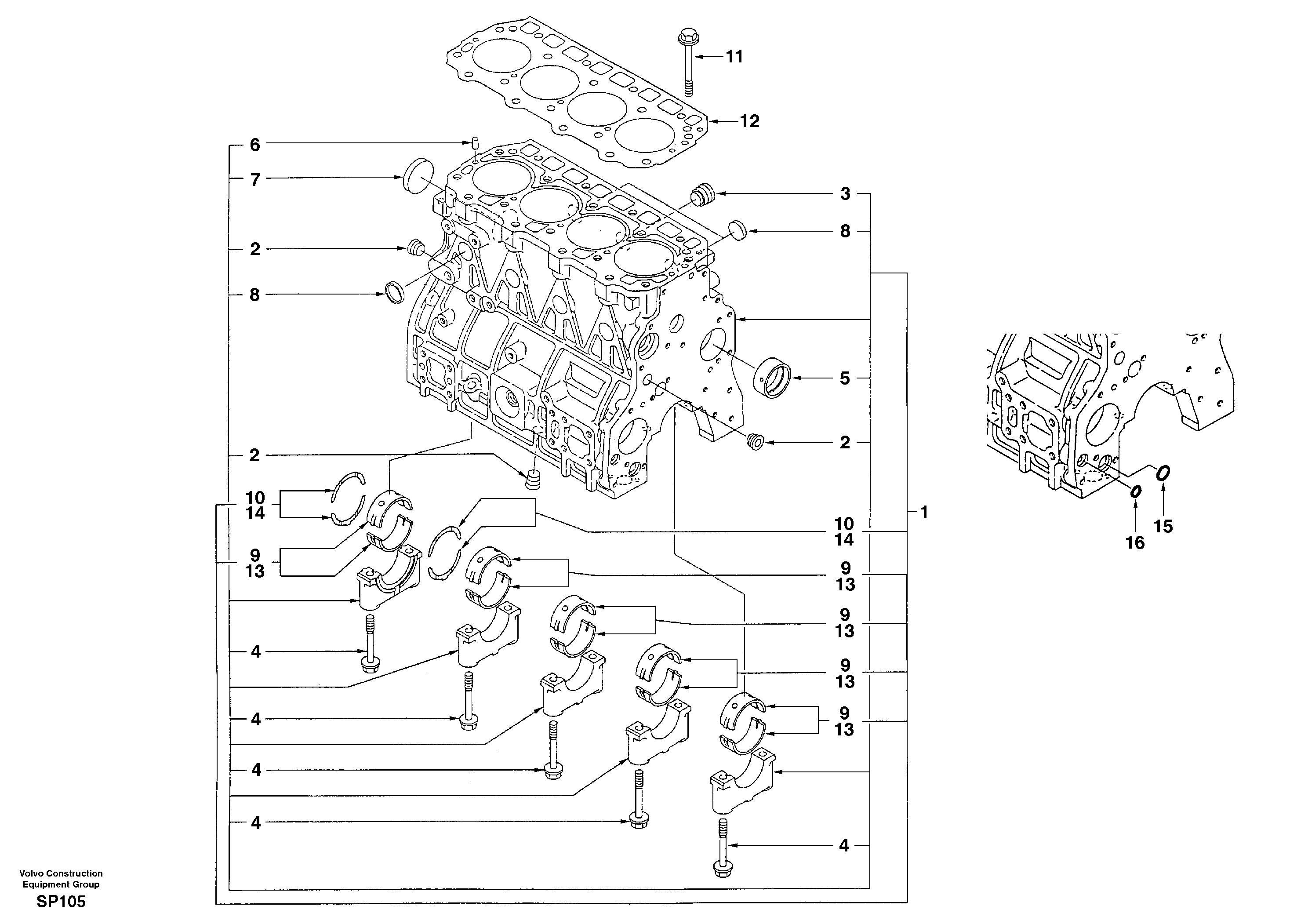 Cylinder block — volvo parts diagram