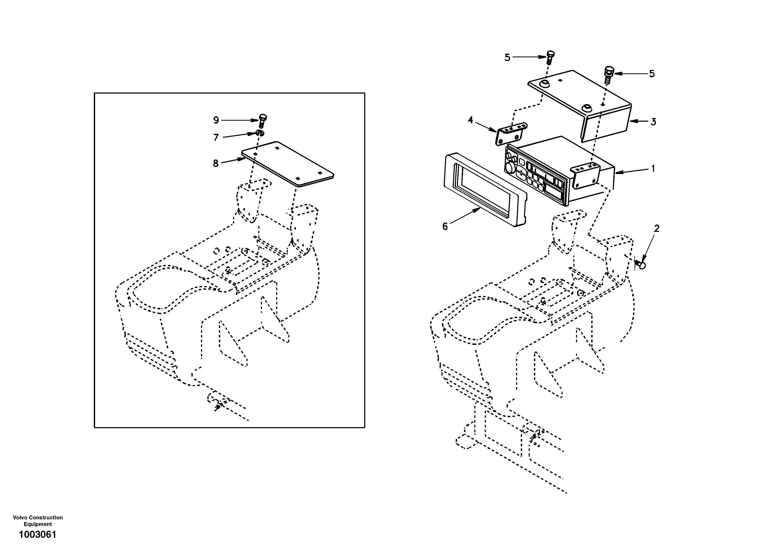Cassette radio recorder with mounting details  AL08F001, AL08F003 SER NO 20355- — volvo parts diagram