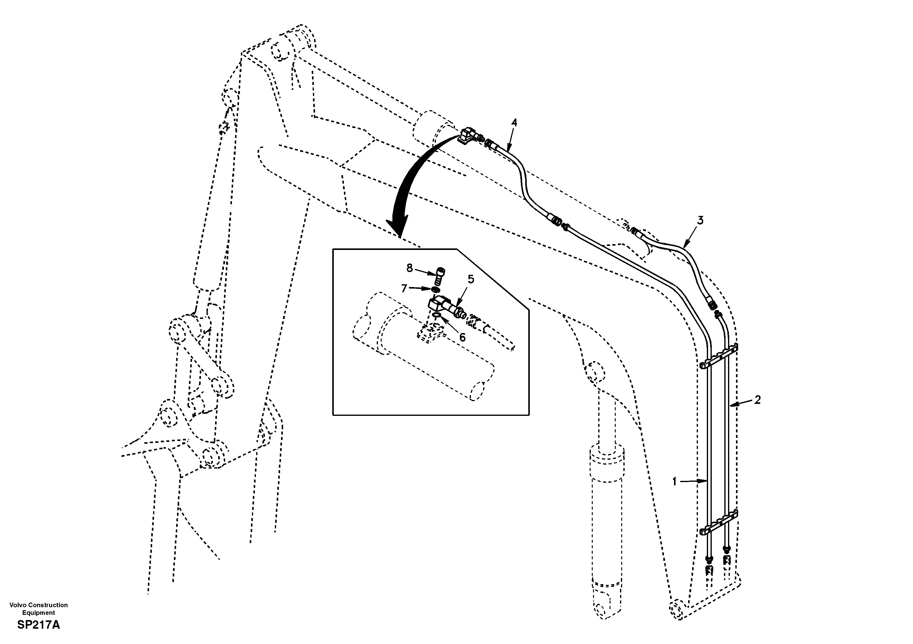 Working hydraulic, dipper arm — volvo parts diagram