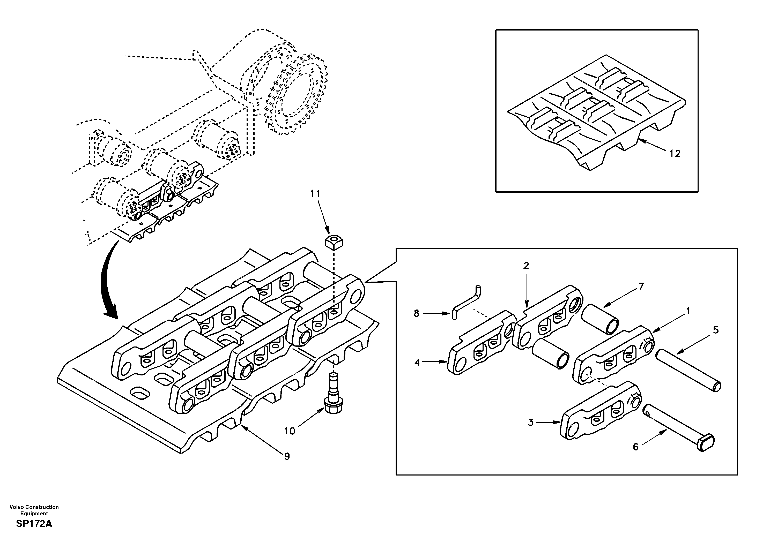 Undercarriage, track with shoes — volvo parts diagram