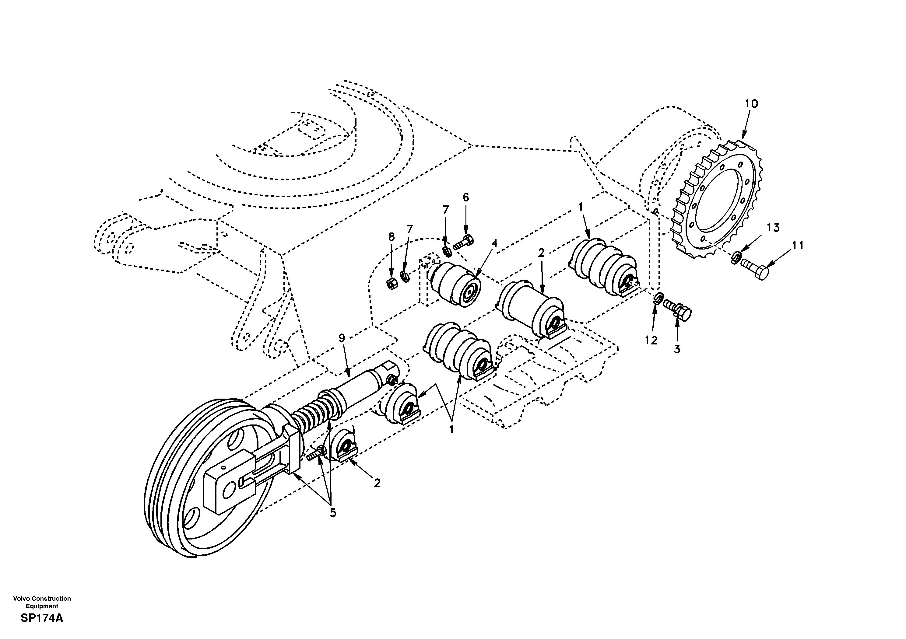 Undercarriage, components and track guards — volvo parts diagram