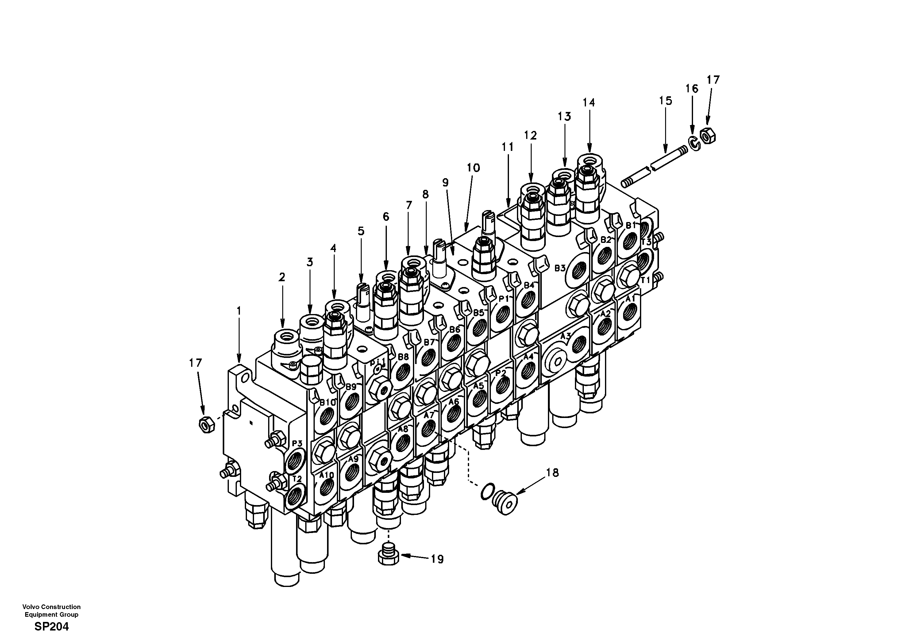 Control valve with fitting parts. — volvo parts diagram