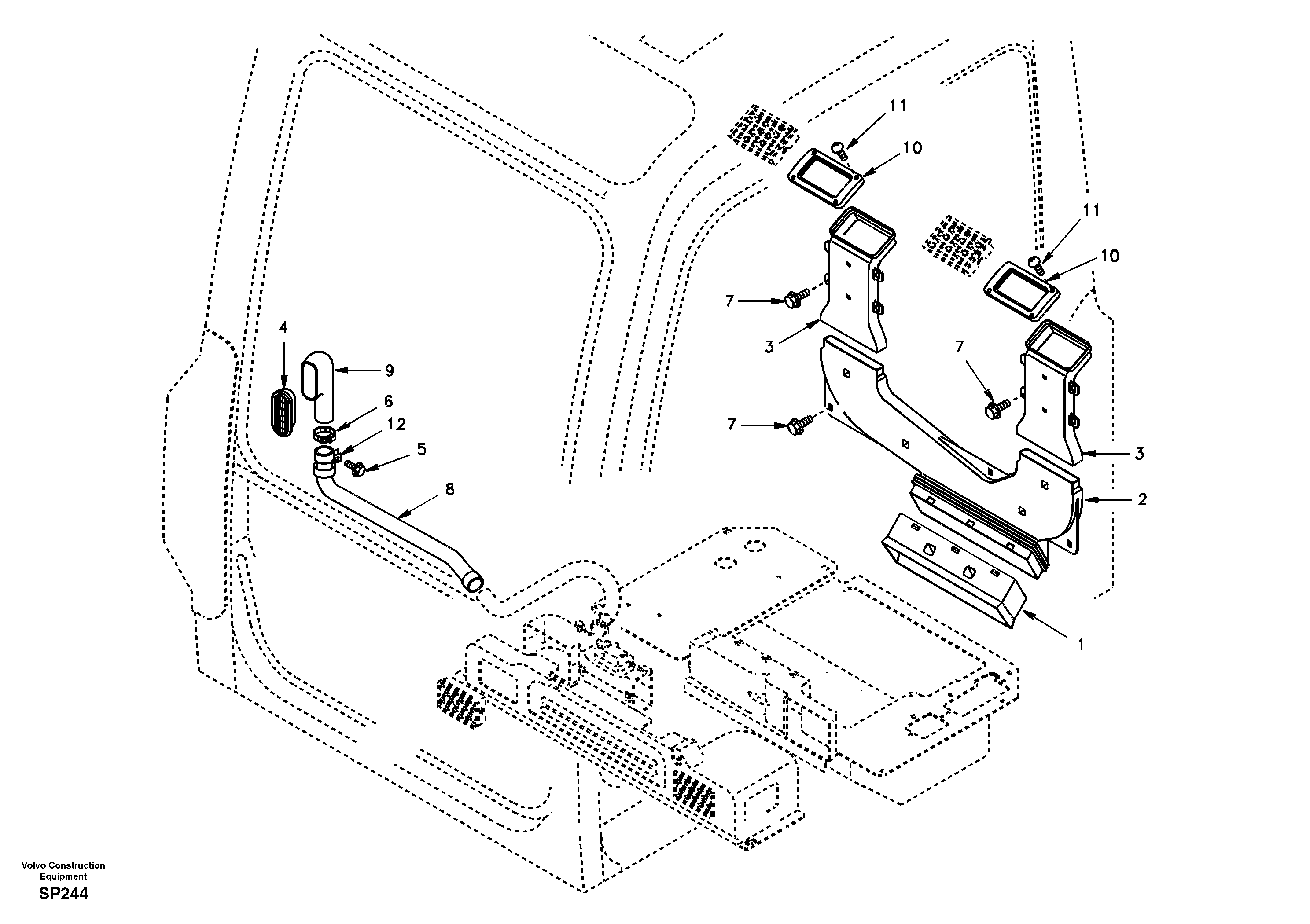 Air conditioning line, cooling and heater — volvo parts diagram