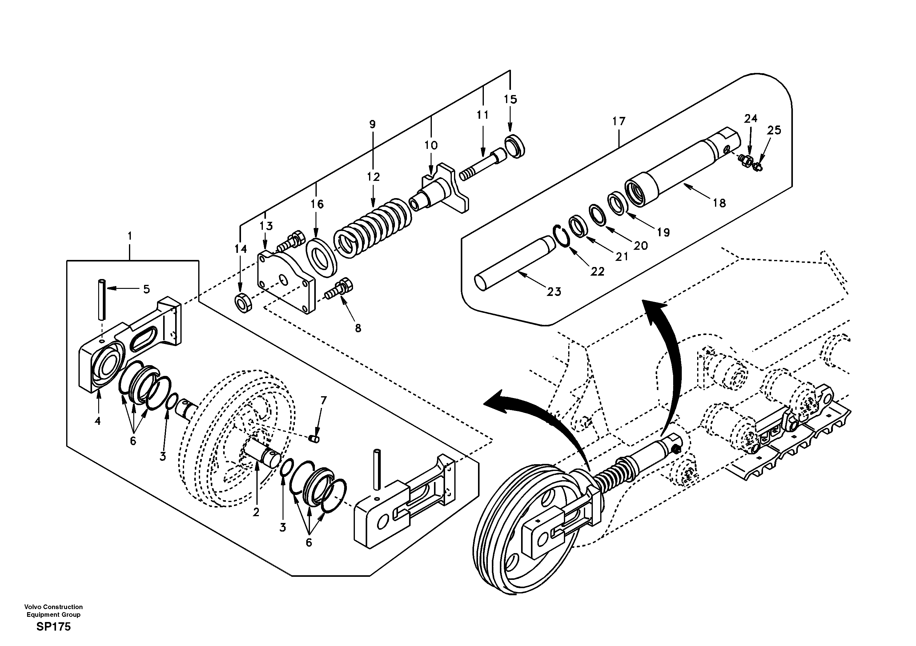Front idler, spring package — volvo parts diagram