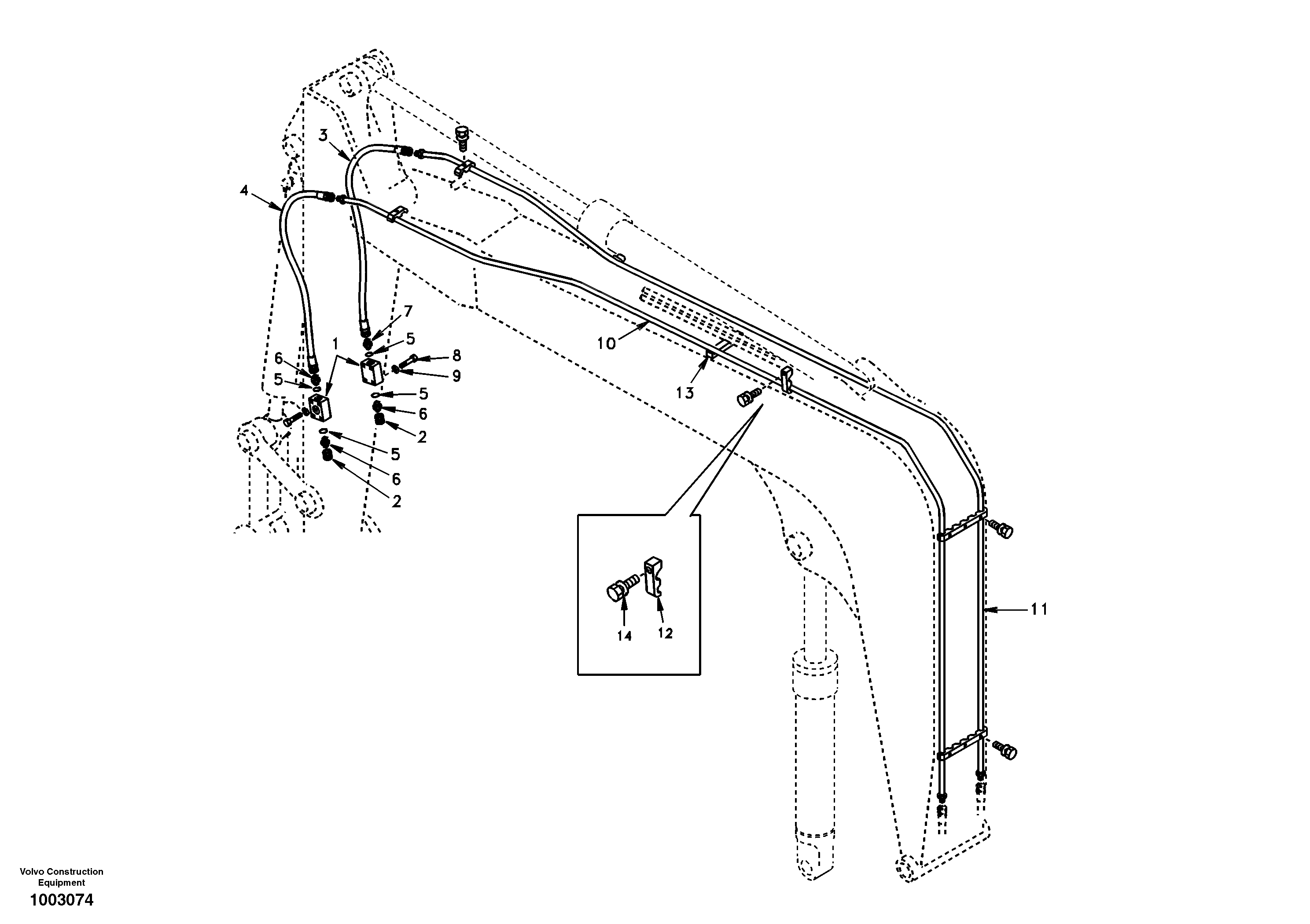 Working hydraulic, hammer and shear for boom — volvo parts diagram