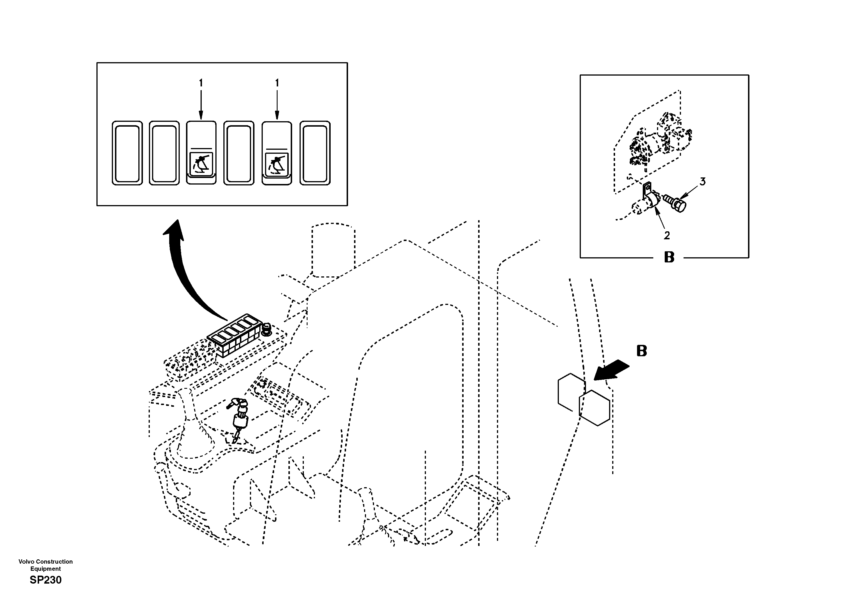Switch, quickfit control  SER NO 20039- — volvo parts diagram