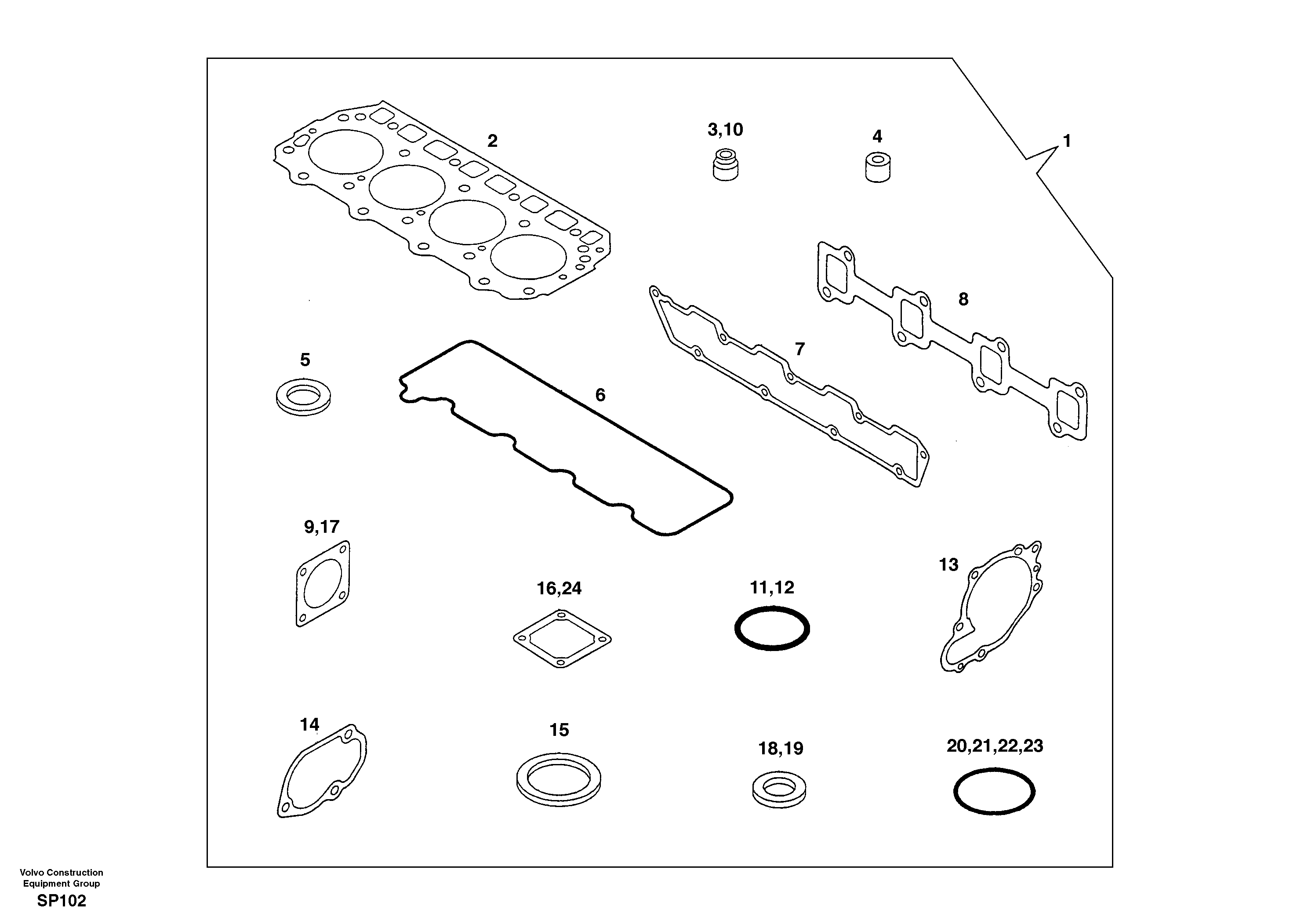 Repair kits for engine — volvo parts diagram