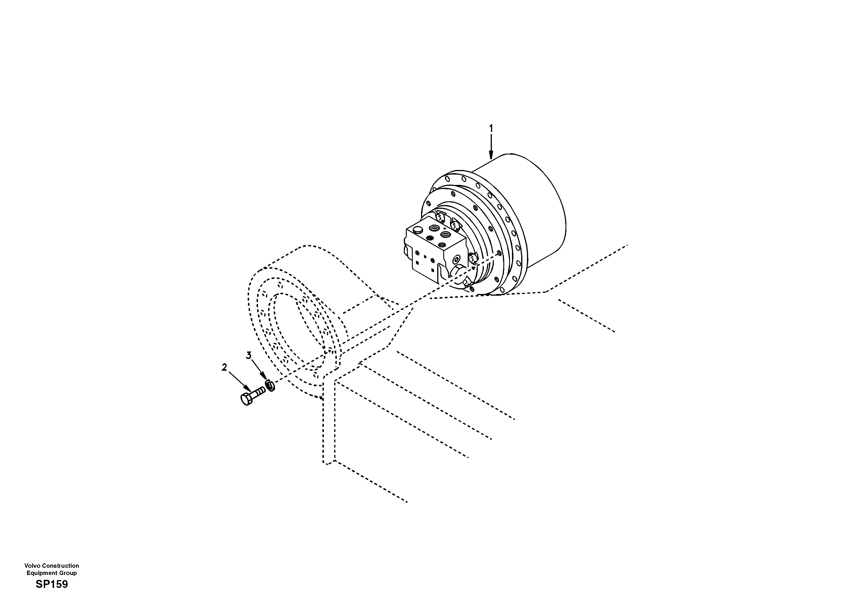 Travel motor with mounting parts — volvo parts diagram