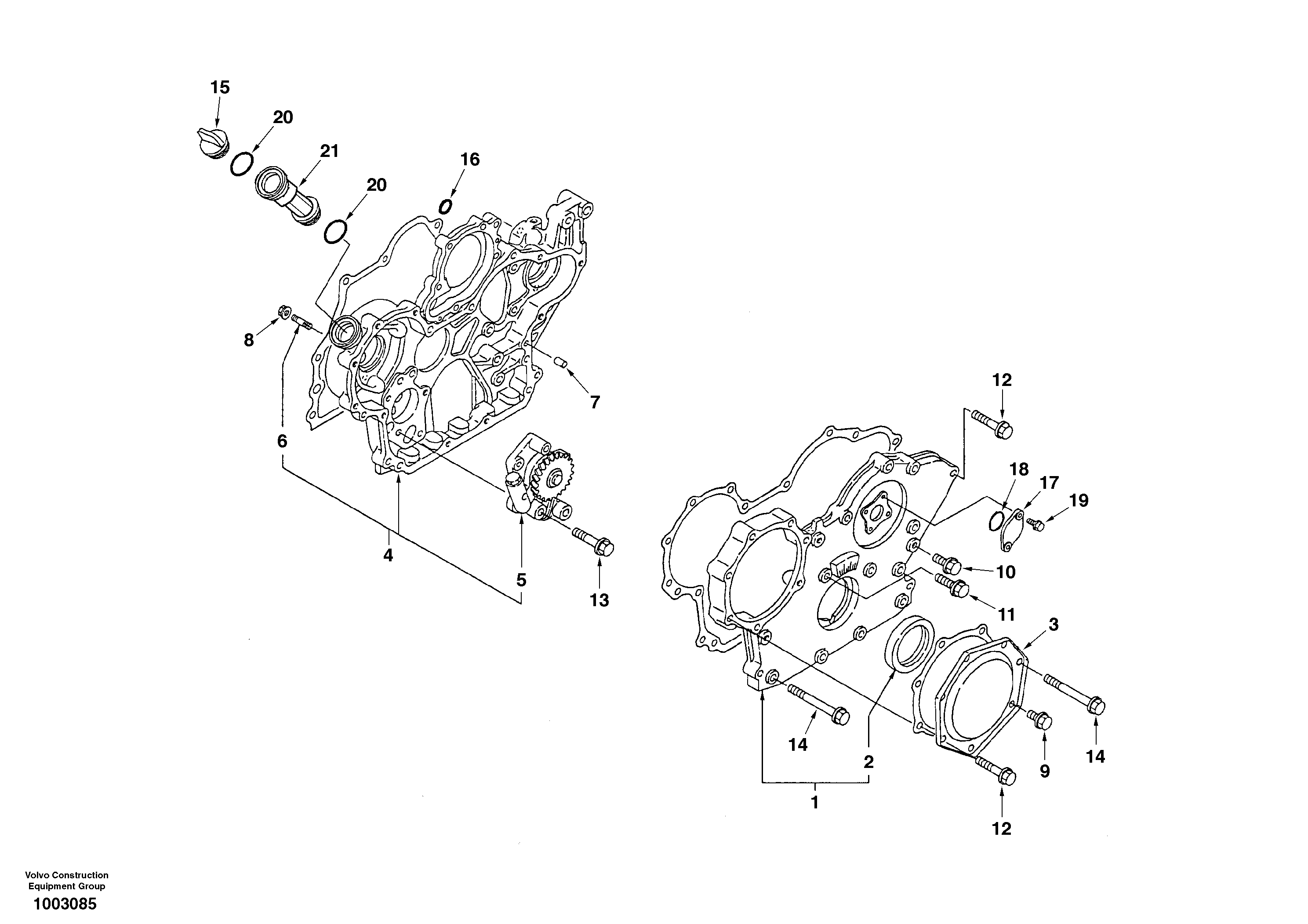 Timing gear casing — volvo parts diagram