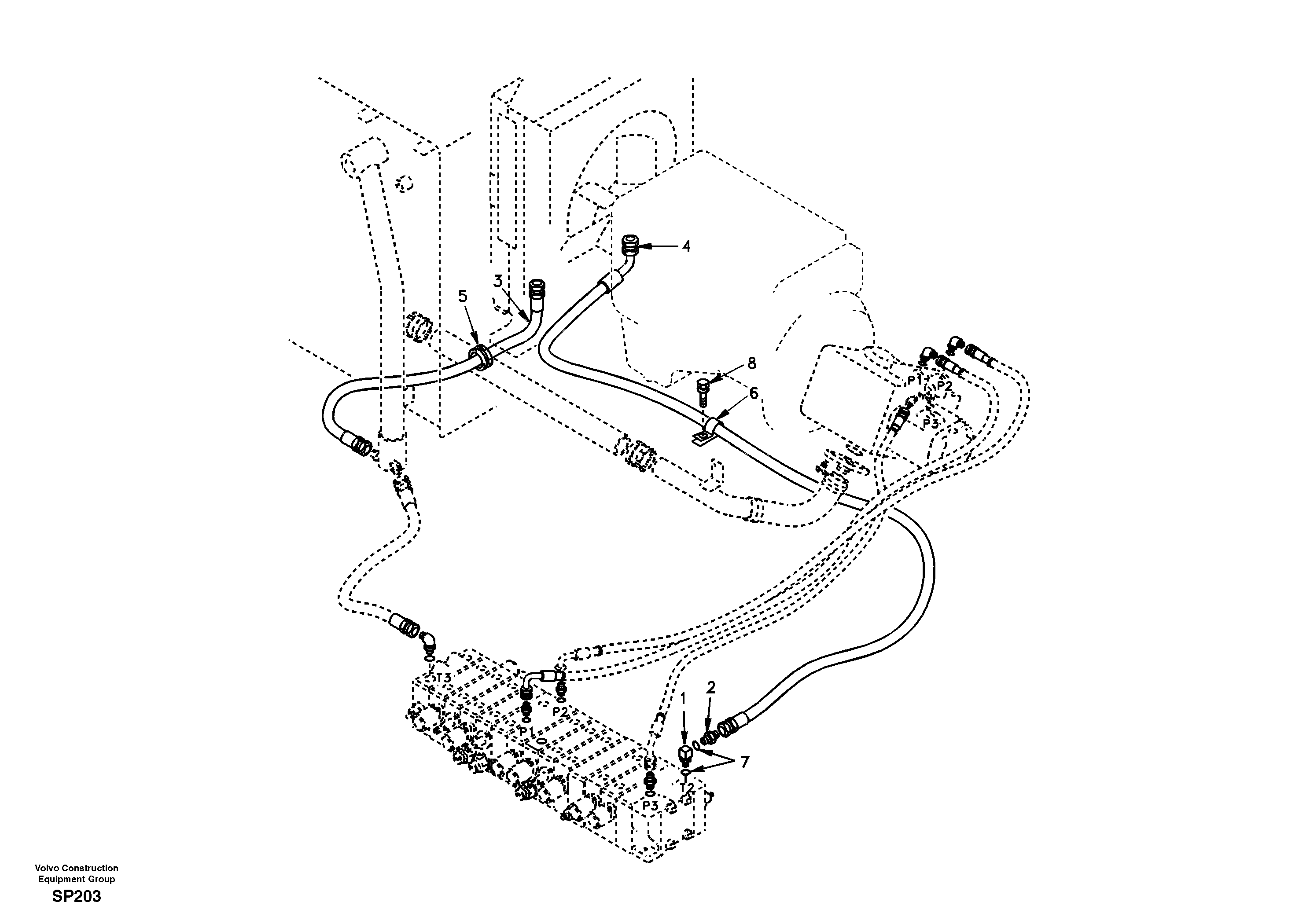 Hydraulic system, hydraulic tank to hydraulic oil cooler — volvo parts diagram