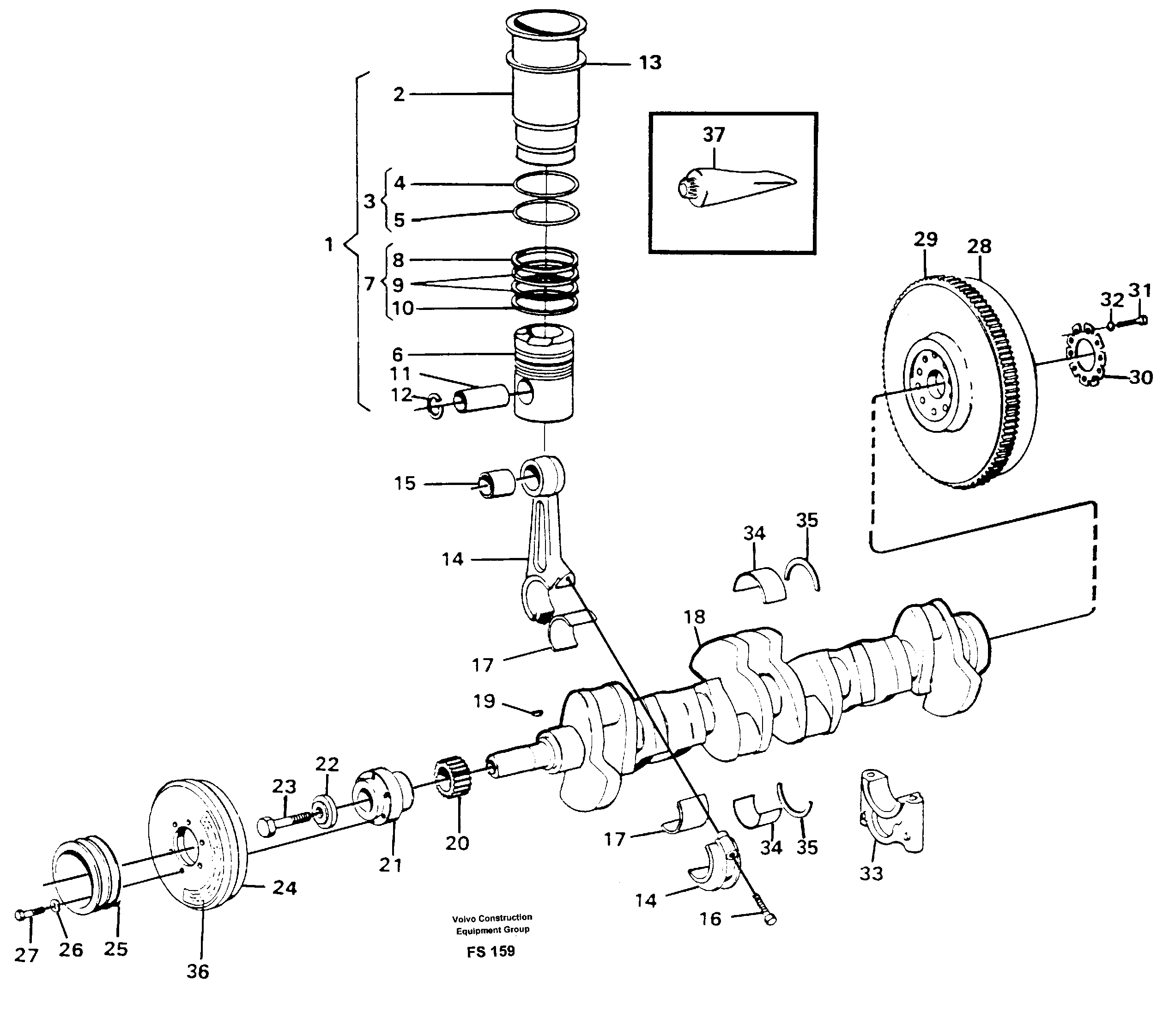 Crankshaft and related parts — volvo parts diagram