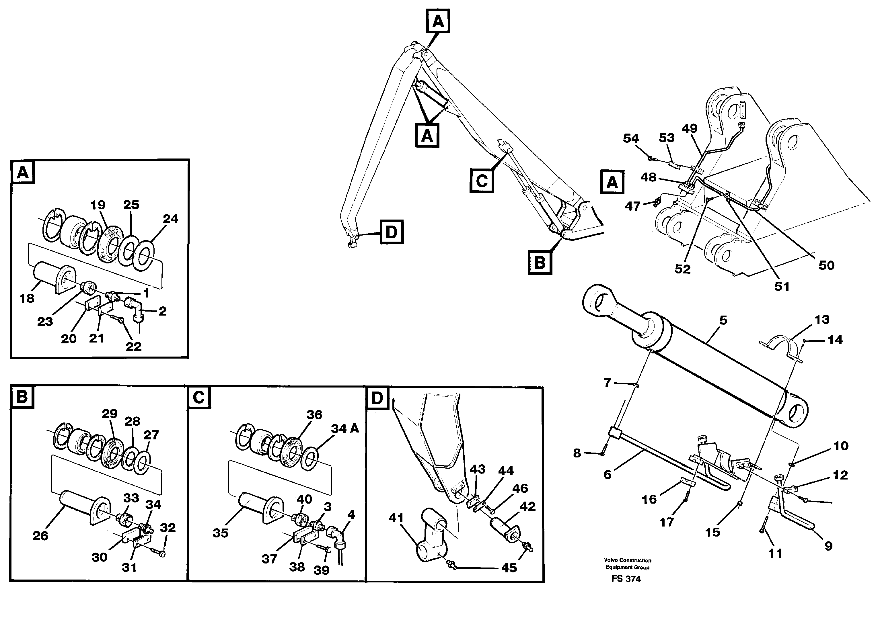 Handling equipment Boom 8.60 M Dipper arm 6.50 M  14259558 — volvo parts diagram