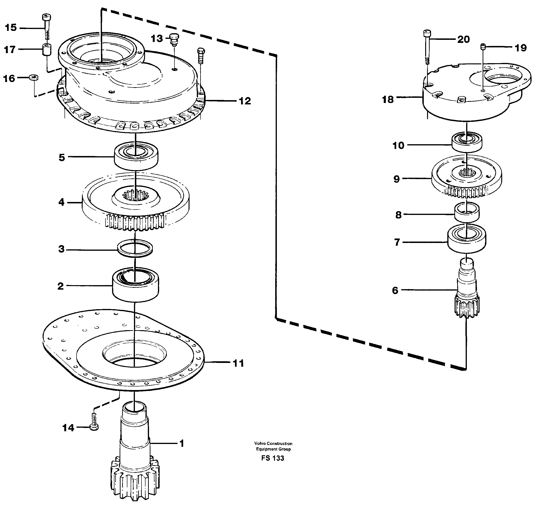 Swing gearbox — volvo parts diagram