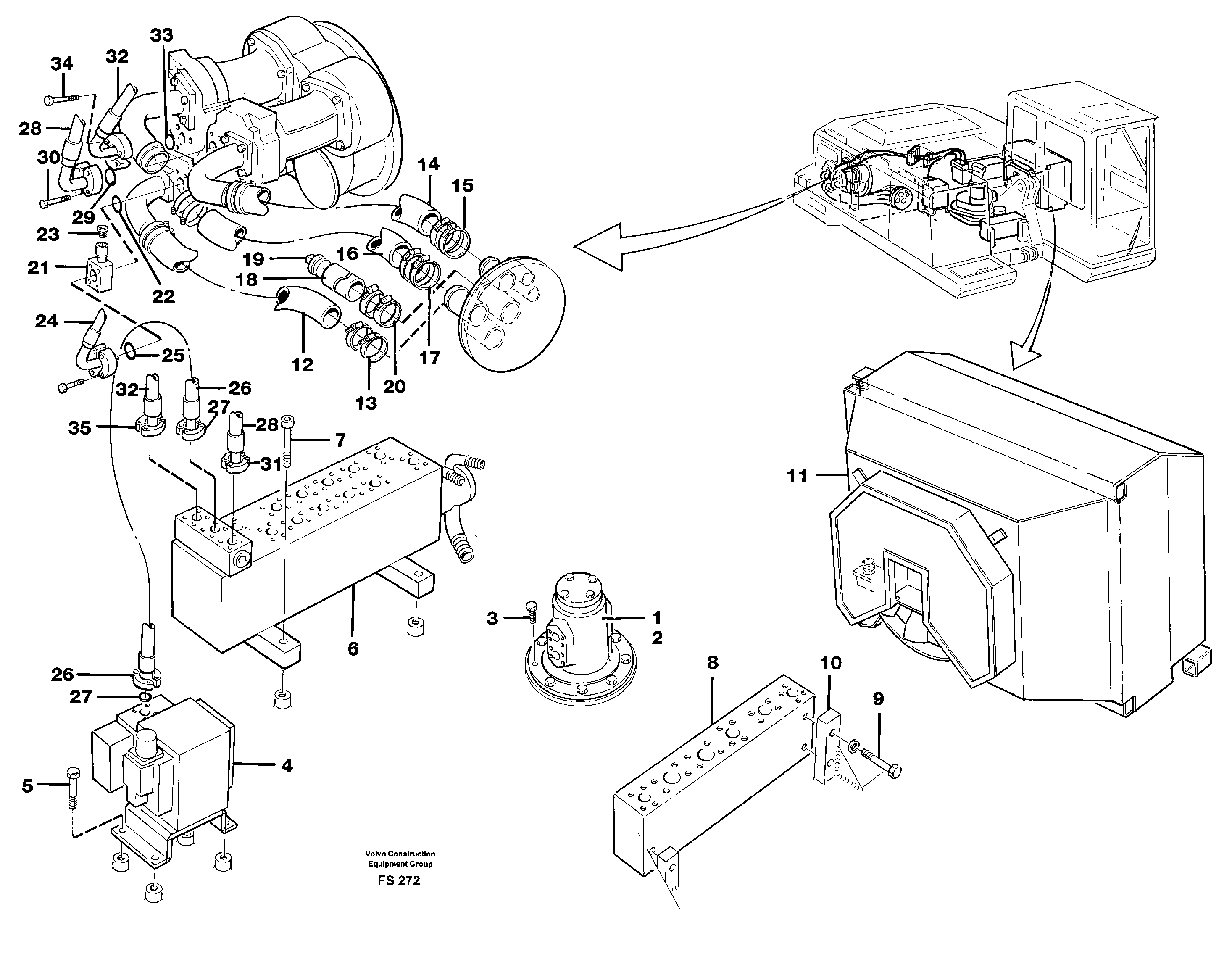 Hydraulic system suction lines — volvo parts diagram