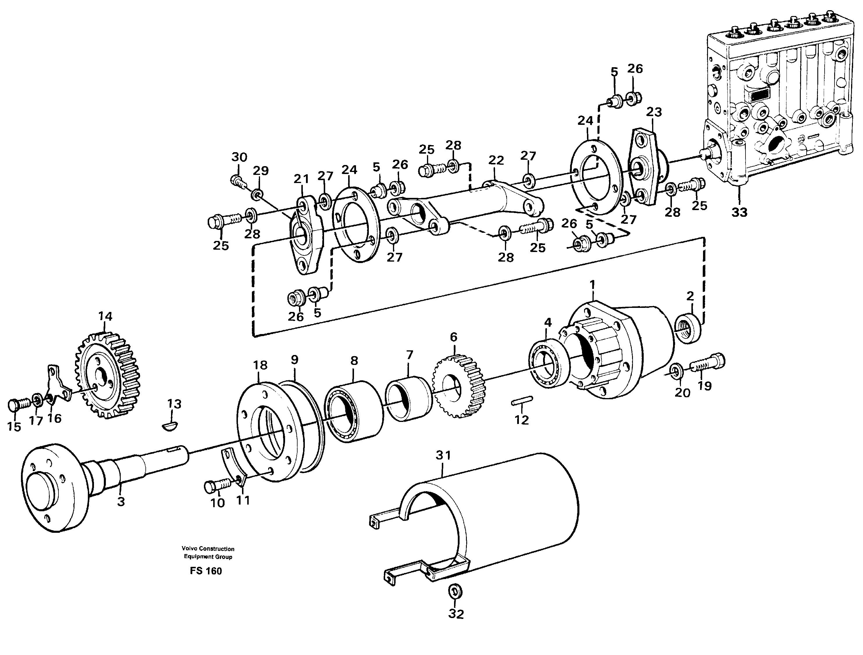 Injection pump with drive — volvo parts diagram