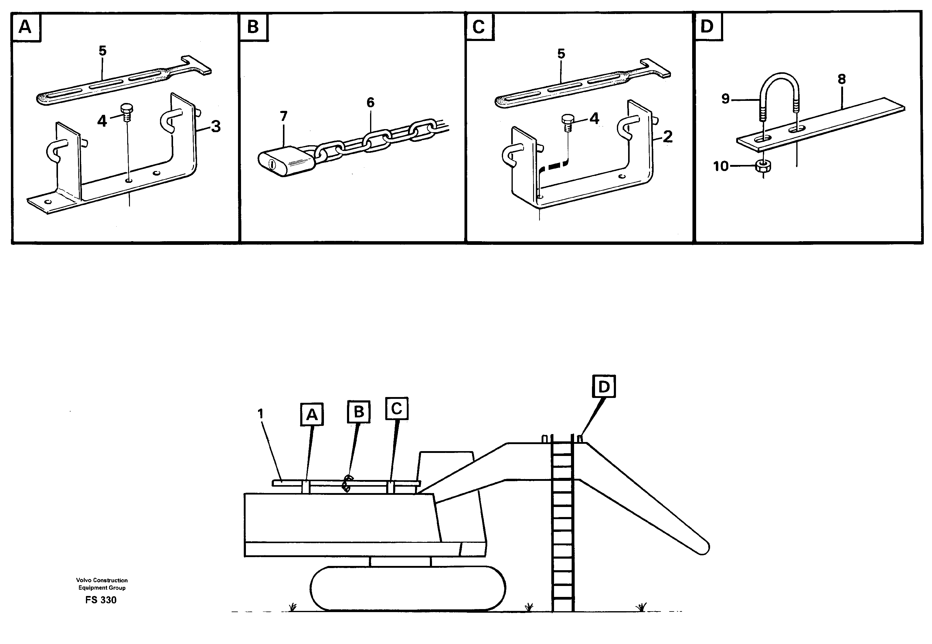 Ladder with cage  14022138 — volvo parts diagram