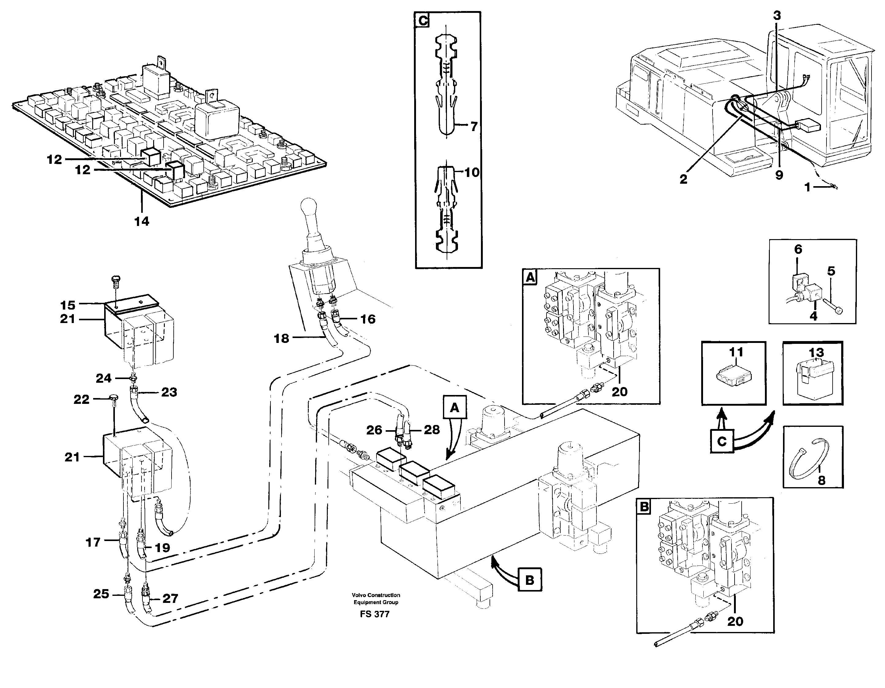 Hydraulic installation Handling equipment three-pieces  14259559 — volvo parts diagram