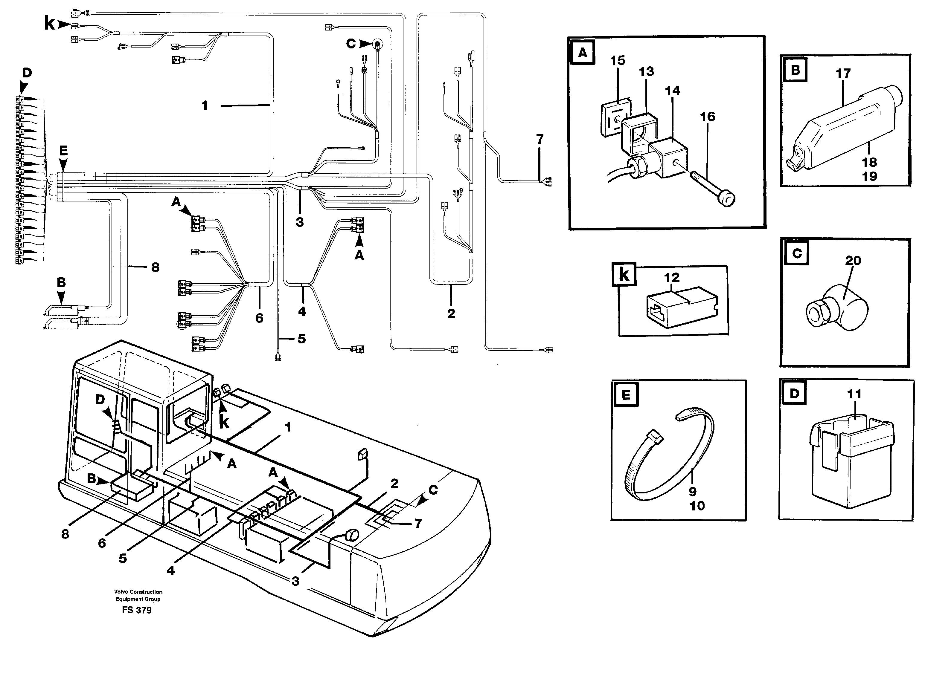 Cable harness, upper section — volvo parts diagram