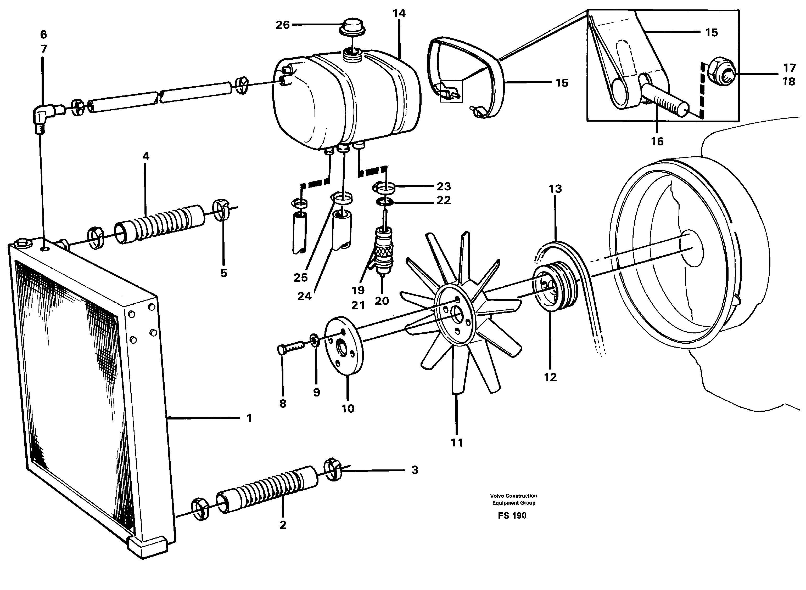 Expansion tank and Fan — volvo parts diagram