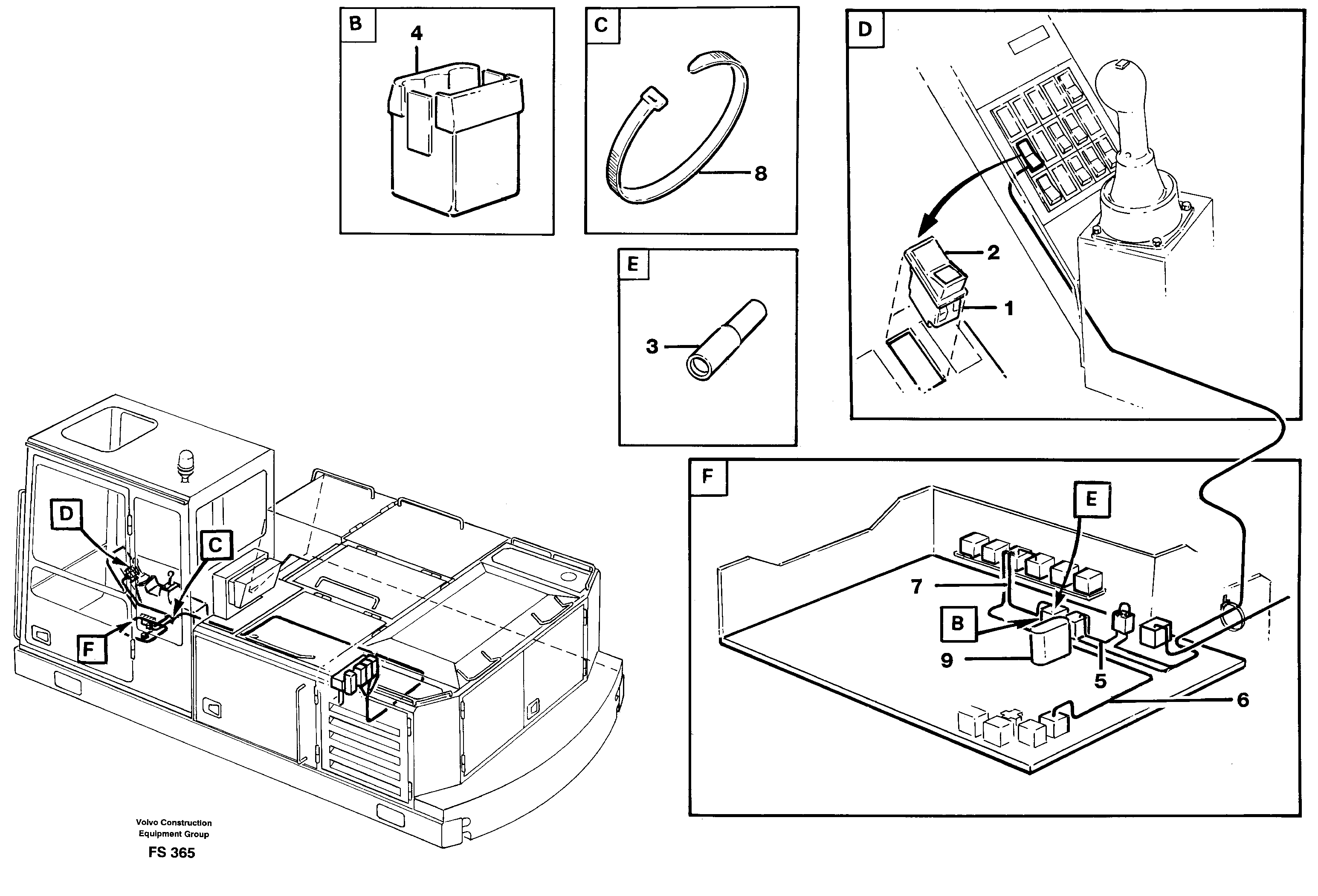 Electric installation for hydraulic hammer  SER NO -1389 = 14258370, SER NO 1390- = 14260168 — volvo parts diagram