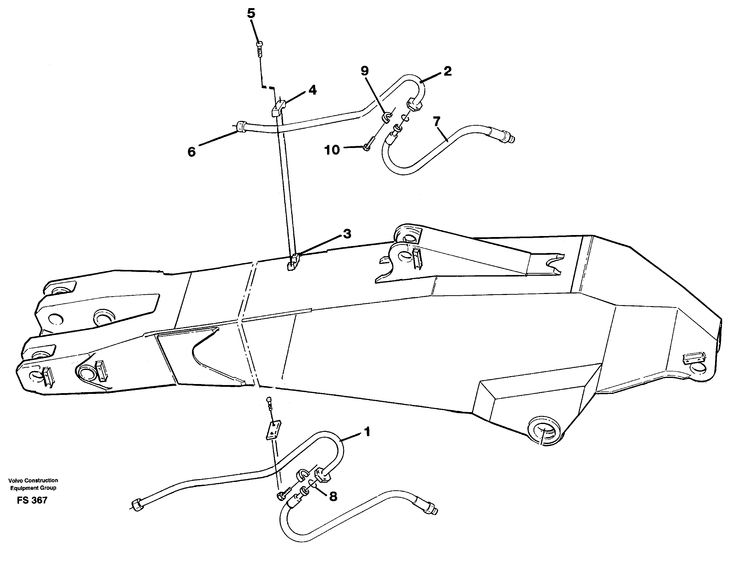 Hydraulics for hammer on dipper arm 2.50/3.50 M  14258121 14256615 14254220 — volvo parts diagram